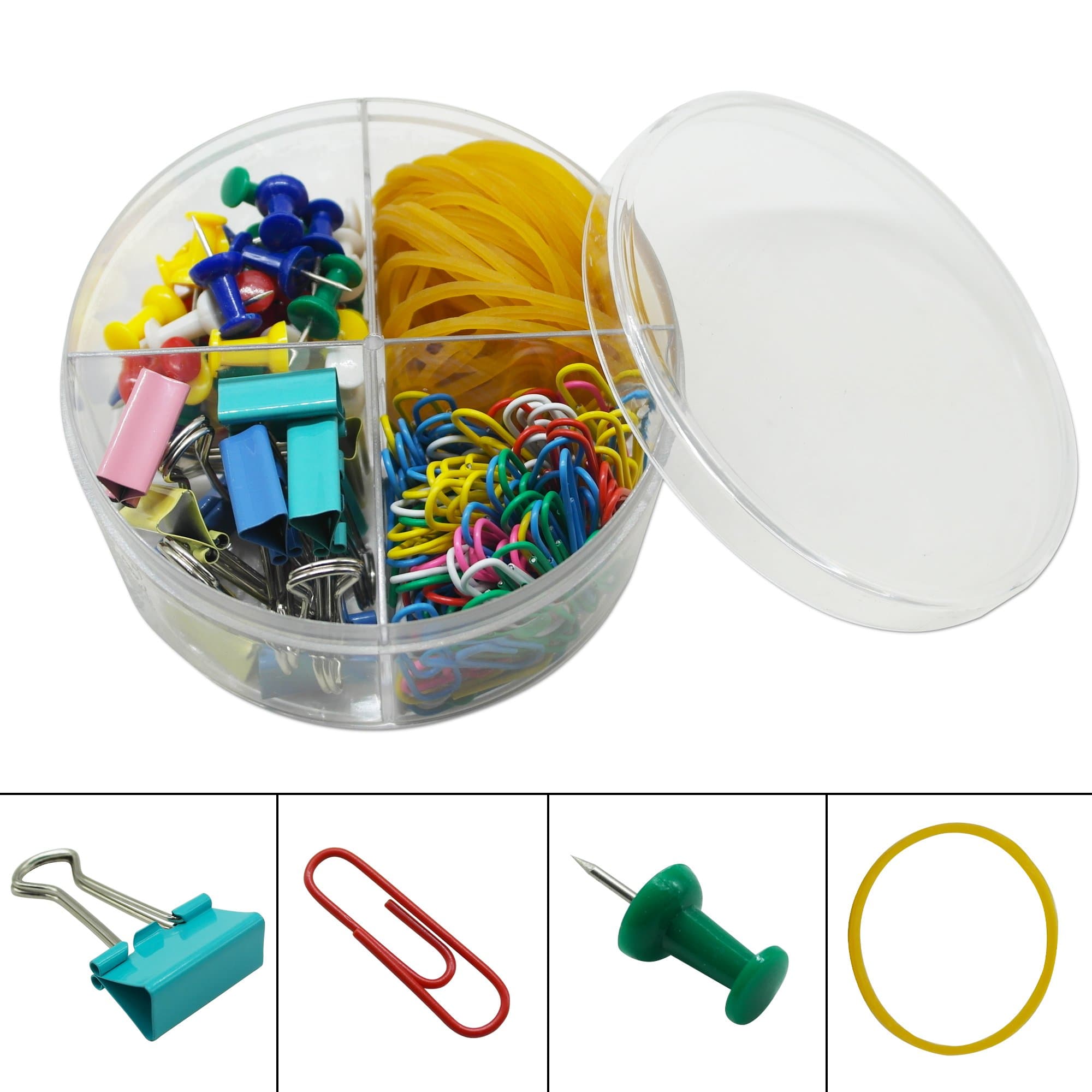 Autumn Love Stationery Set Foldback Clips + Push Pins + Paper Clips + Rubber Band Multipurpose Mix Colour Office Supplies Household Articles Suite