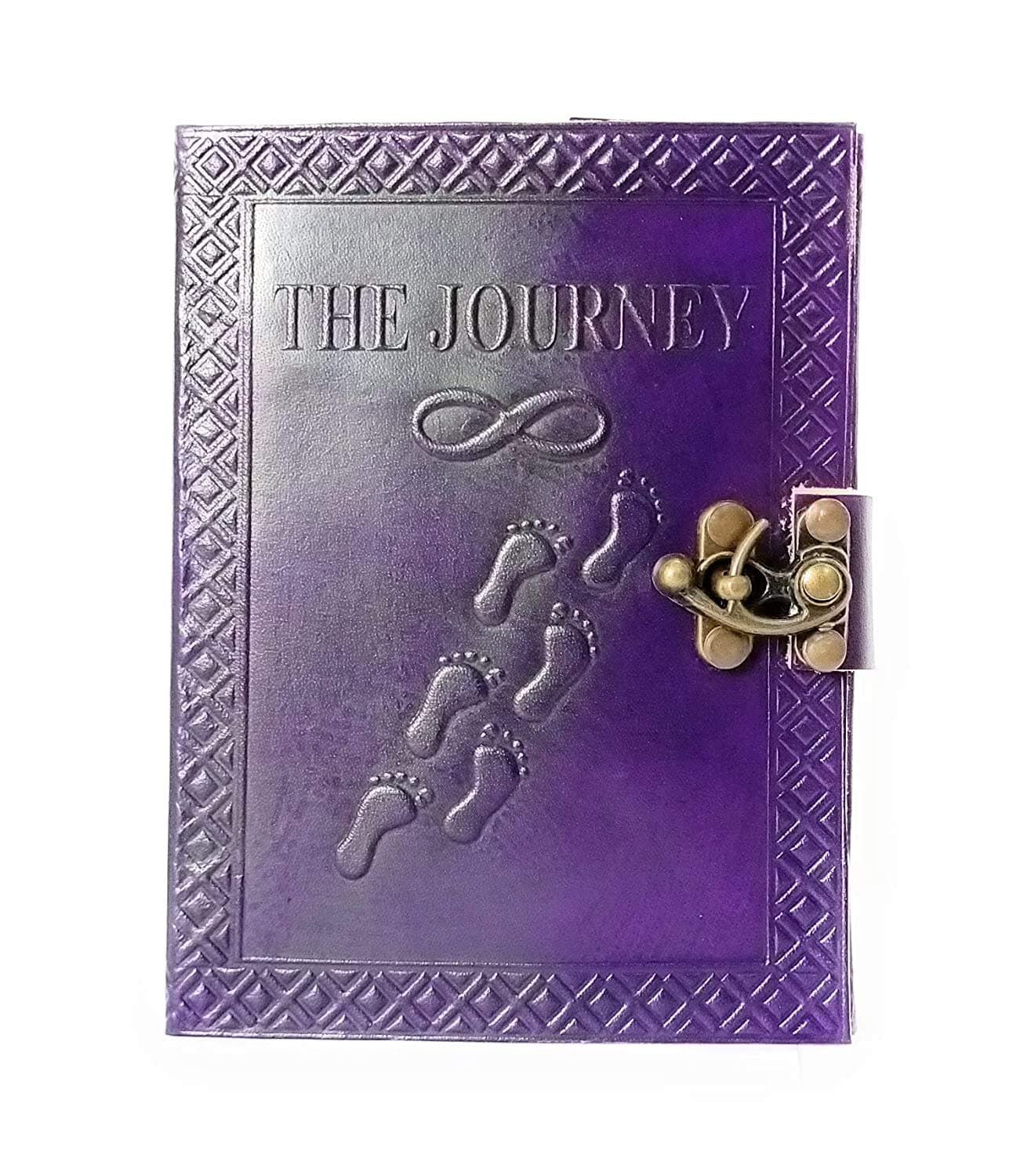 Lovely Craft Leather Present Journal Diary with Engraved The Journey Purple(, L 10 x H 7-inch, Double C Lock)