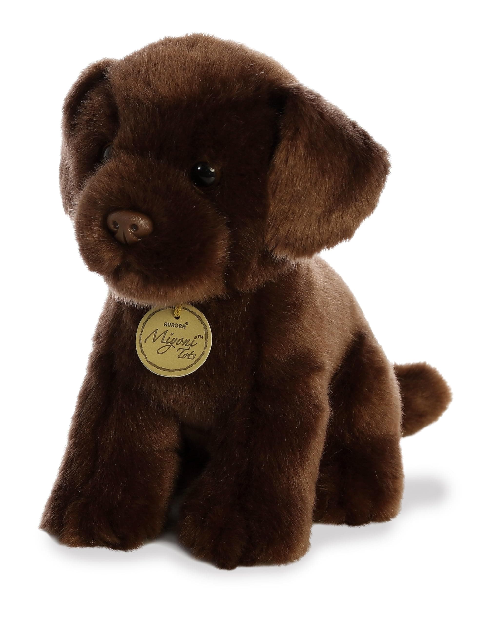 Aurora® Adorable Miyoni® Tots Chocolate Lab Pup Stuffed Animal - Lifelike Details Make a Cherished Companion - Perfect for Decorating Bedrooms or Classrooms - Brown 8 Inches