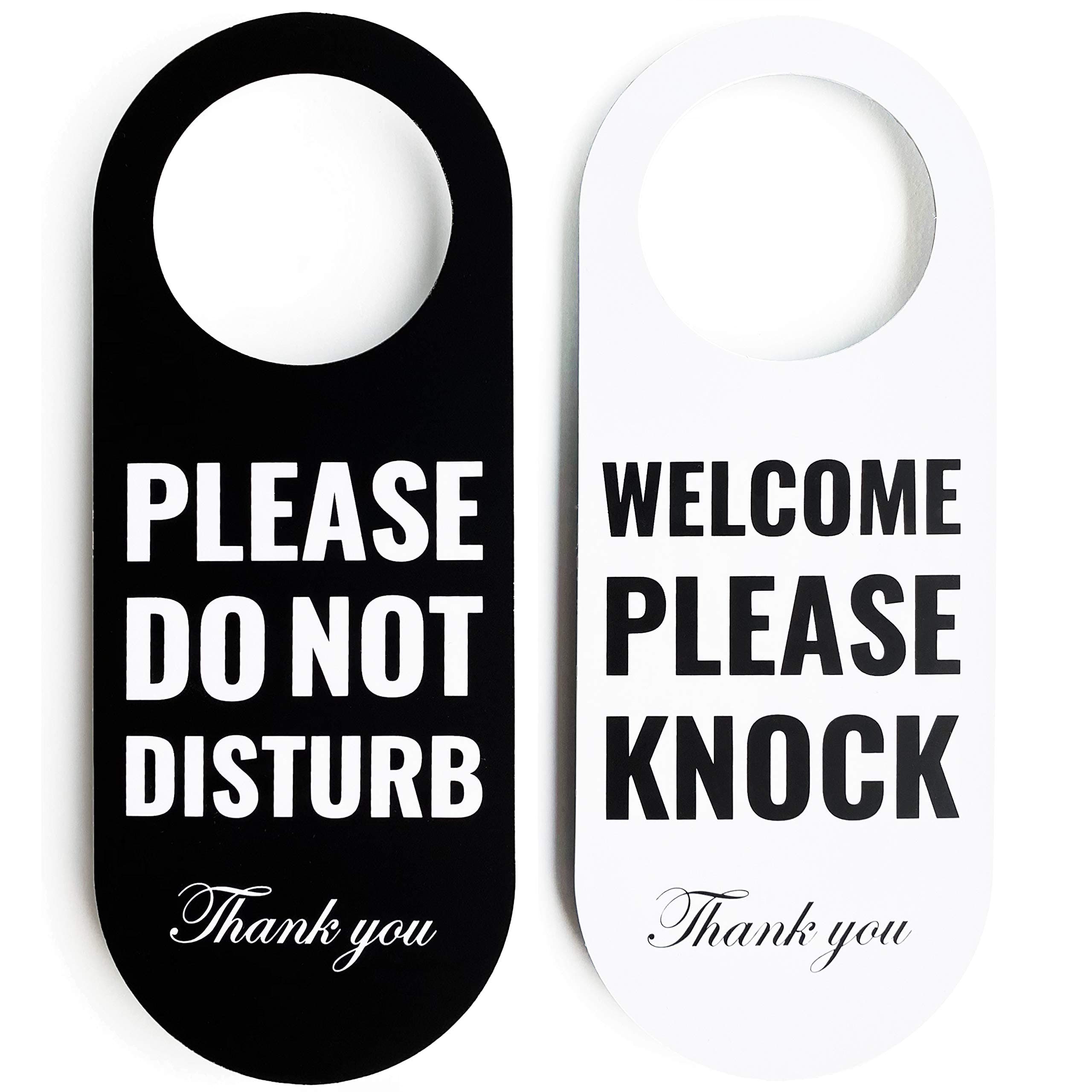 BPA® Do Not Disturb Door Hanger Sign 2 Pack (Black/White Double Sided), for Office, Home, Clinic, Dorm, Online Class, and Meeting Session, 22.15x8.3 cm x2pcs