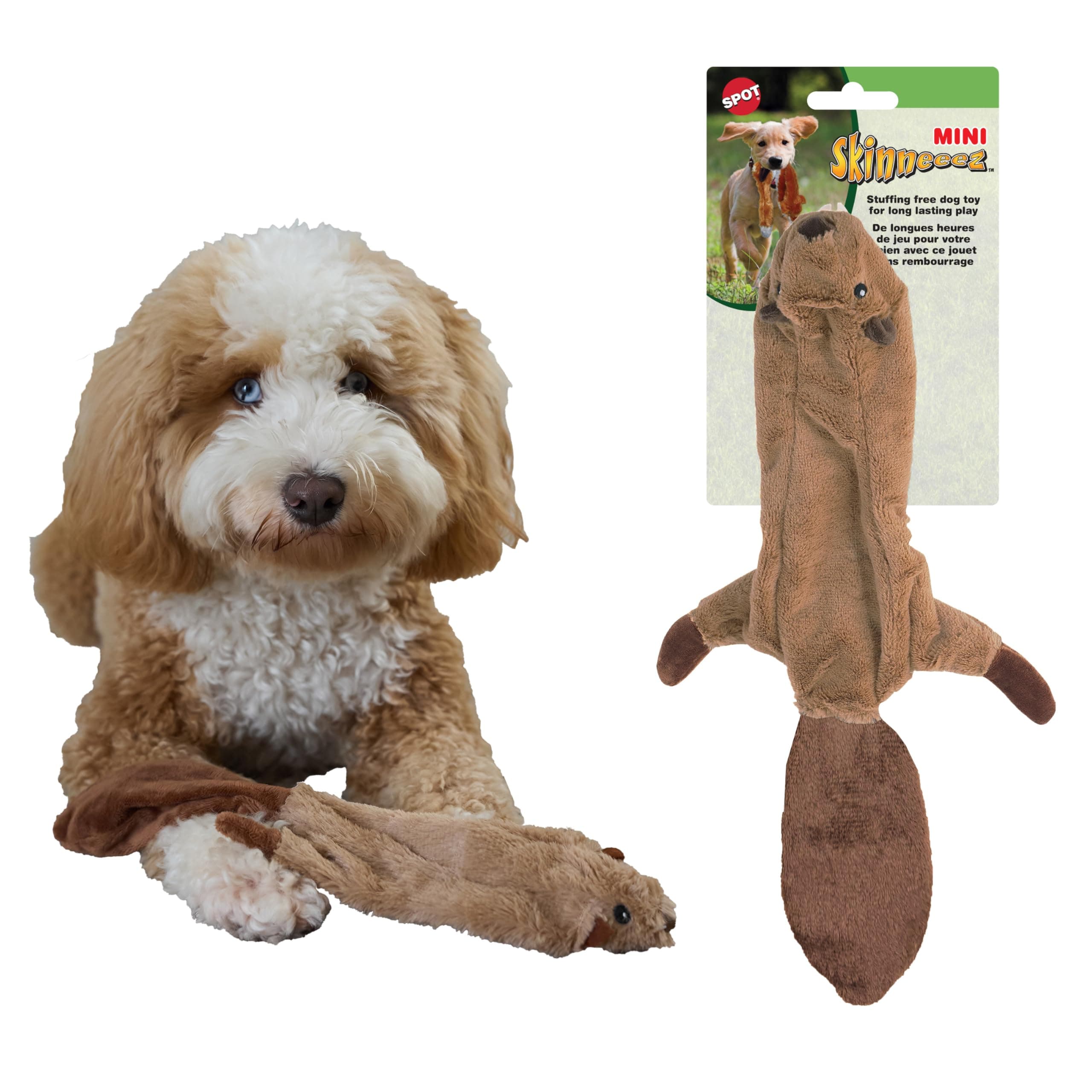 Skinneeez Beaver Dog Toy – 14" Stuffing-Free Plush Squeaky Dog Toy, Durable Interactive Toy for Small & Medium Dogs, Light to Moderate Chewers, Mess-Free Play