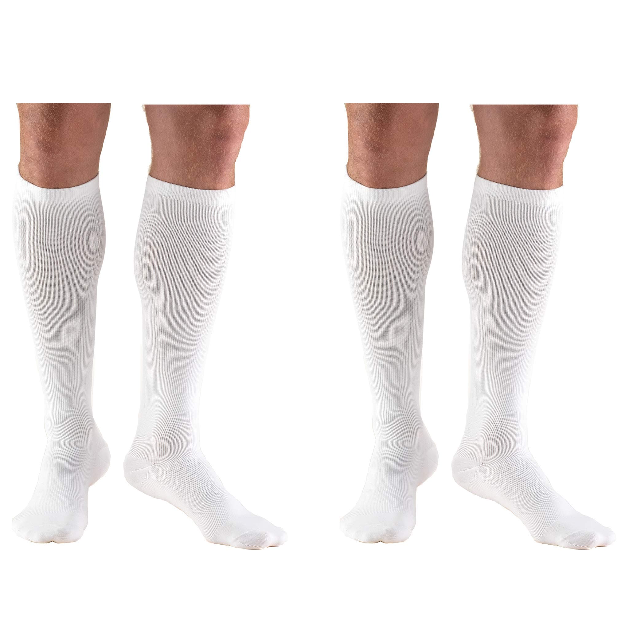 Truform 1943 Compression Socks, 15-20 mmHg, Men's Dress Socks, Knee High Over Calf Length, White, X-Large (15-20 mmHg) (Pack of 2)