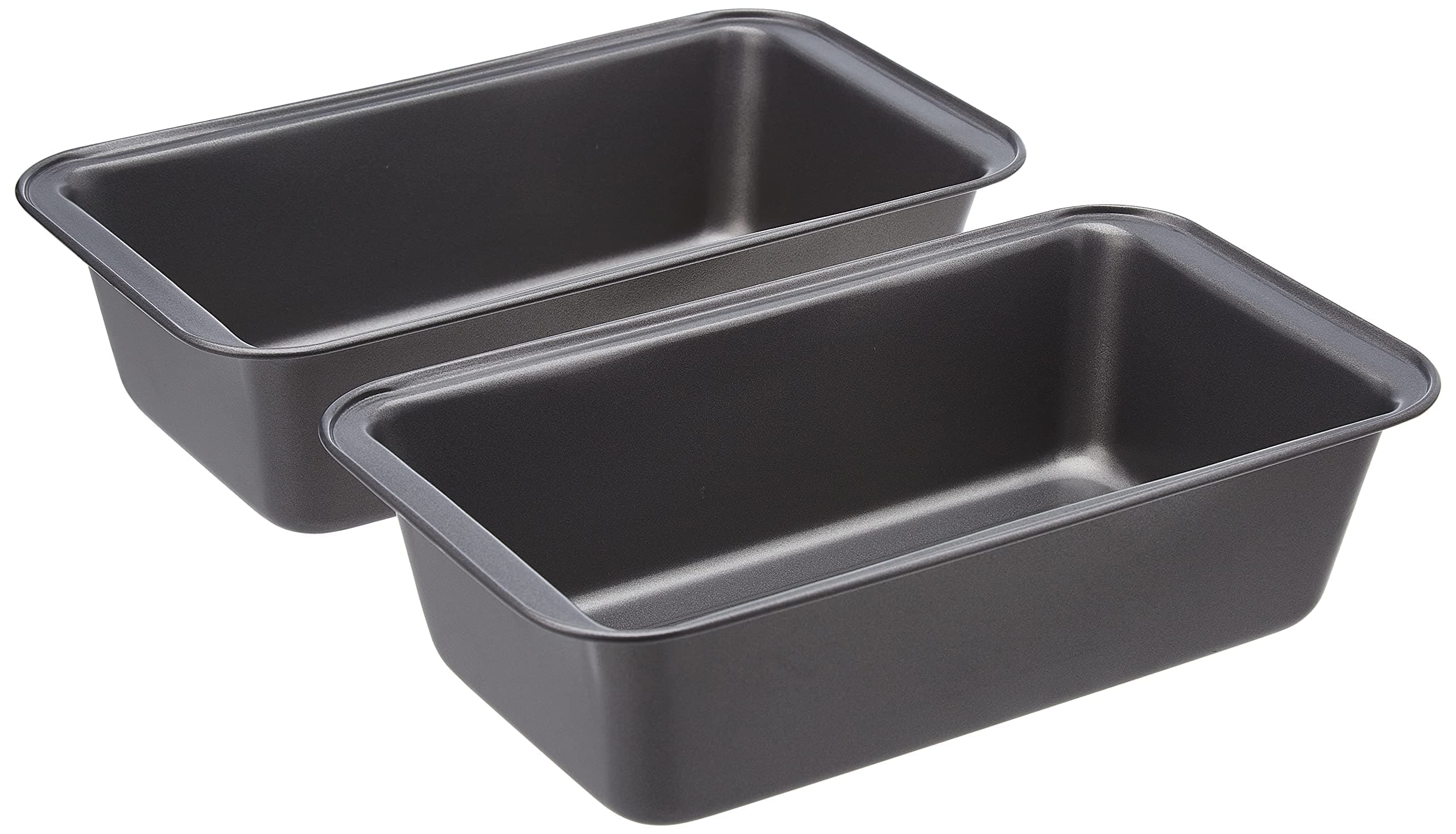 Amazon Basics Rectangular Nonstick Bread Loaf Pan for Baking Meatloaf with Even Heat Distribution, 9.5 x 5 Inch, Gray, Set of 2