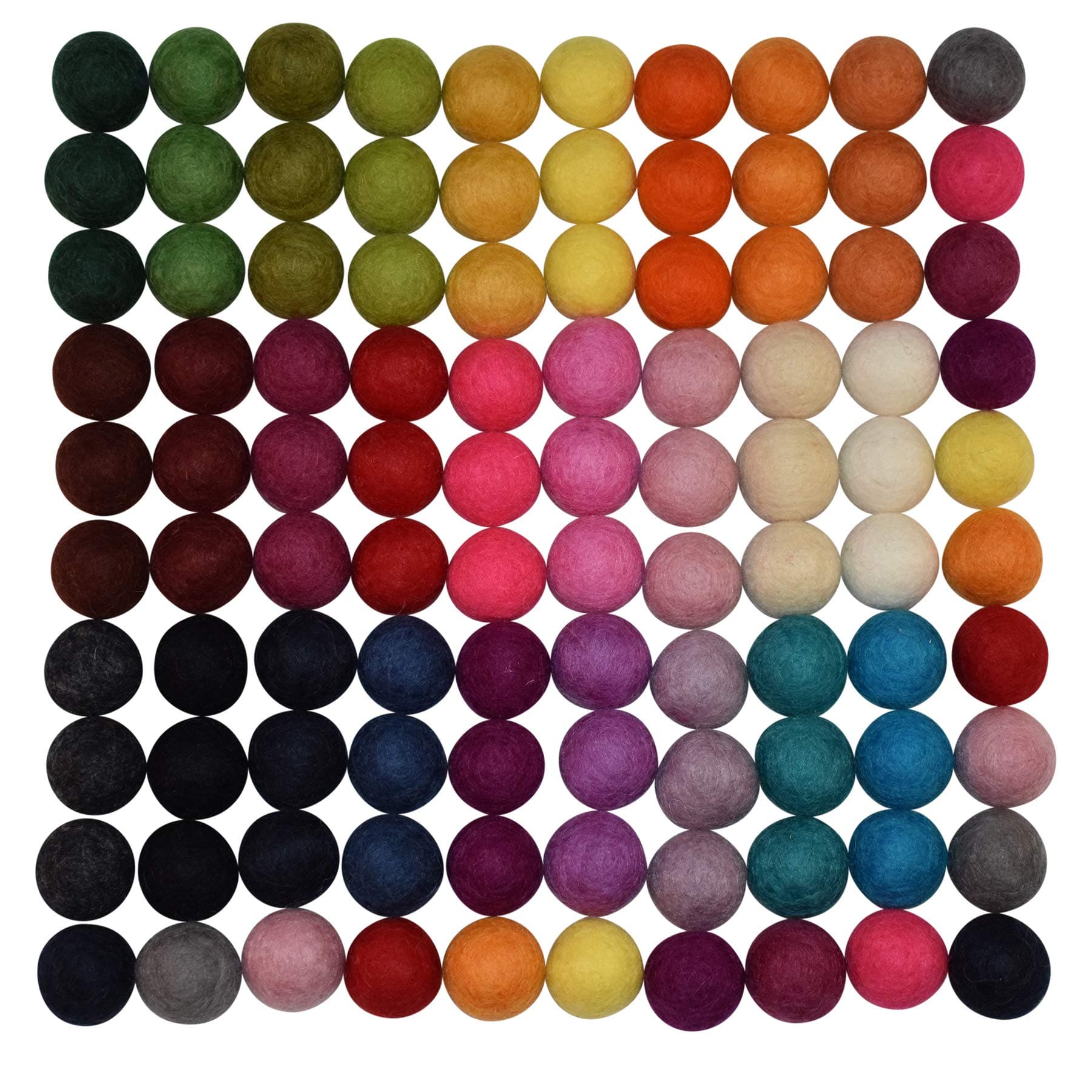 100% Wool Felt Balls - 100 Pieces | Hand-Felted Pom Poms | Pure Wool Beads | Felt Ball DIY (20mm, Mixed Color)