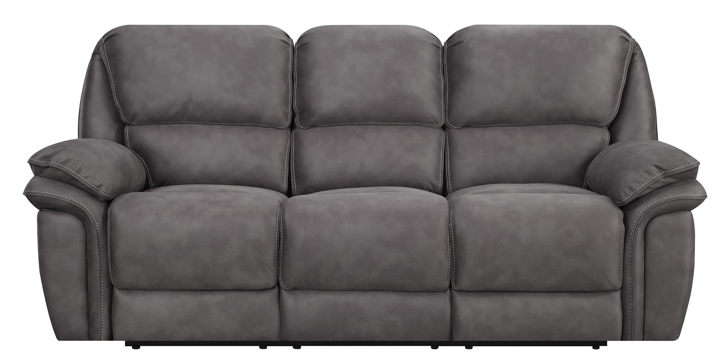 Jackson 3 Lay Flat Reclining Sofa with Memory Foam Seat Toppers, 90" x 40" x 41.5", Grey