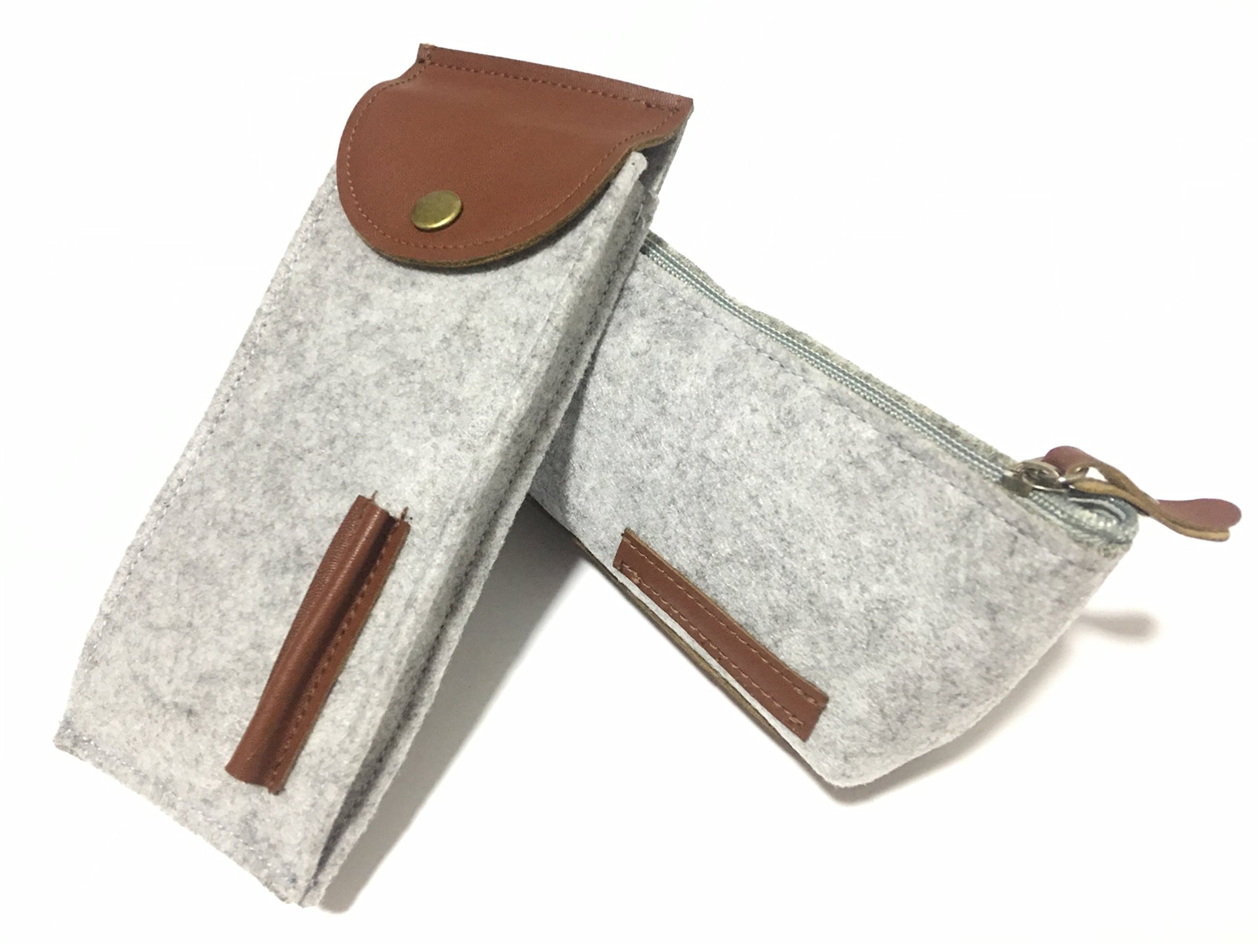 Timemorry 2Pack Felt Pen Penicle Case Storage Holder, Light Gray