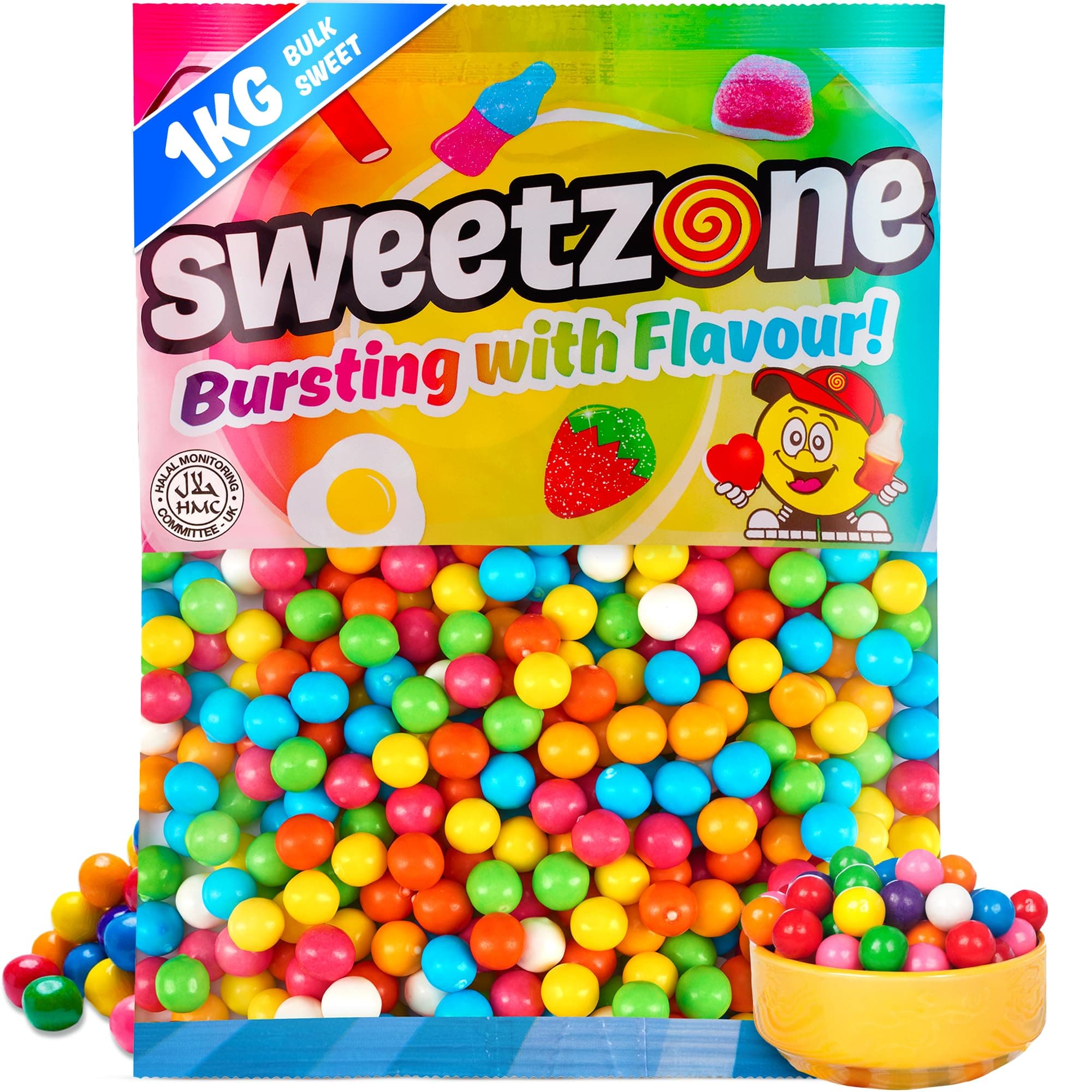 Sweetzone Bubblegum Balls Sweet Bags 1kg, Halal Sweets, Bubble Gum, Gum Bulk, Chewy Sweet, Bulk Sweets, Retro Sweets, Retro Candy