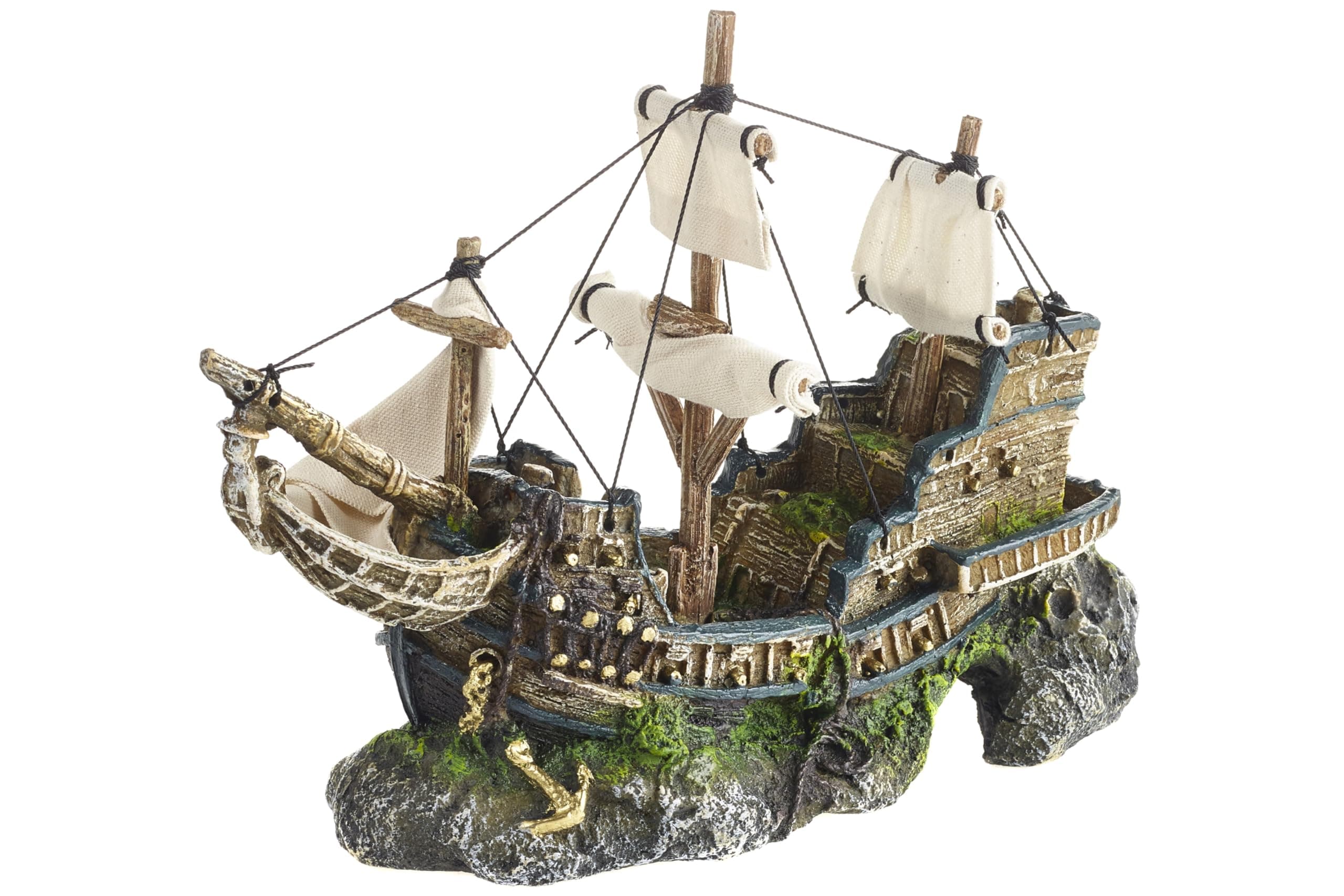 CLASSIC CLASSICPolyresin Galleon With Sails, Aquarium Ornament 33 cm