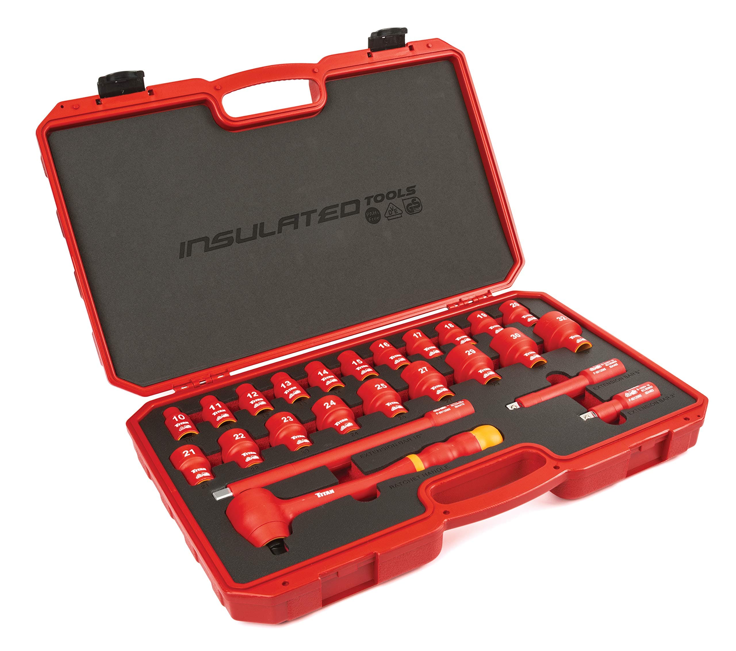 Titan 62100 24-Piece 1/2-Inch Drive VDE Insulated Socket Set