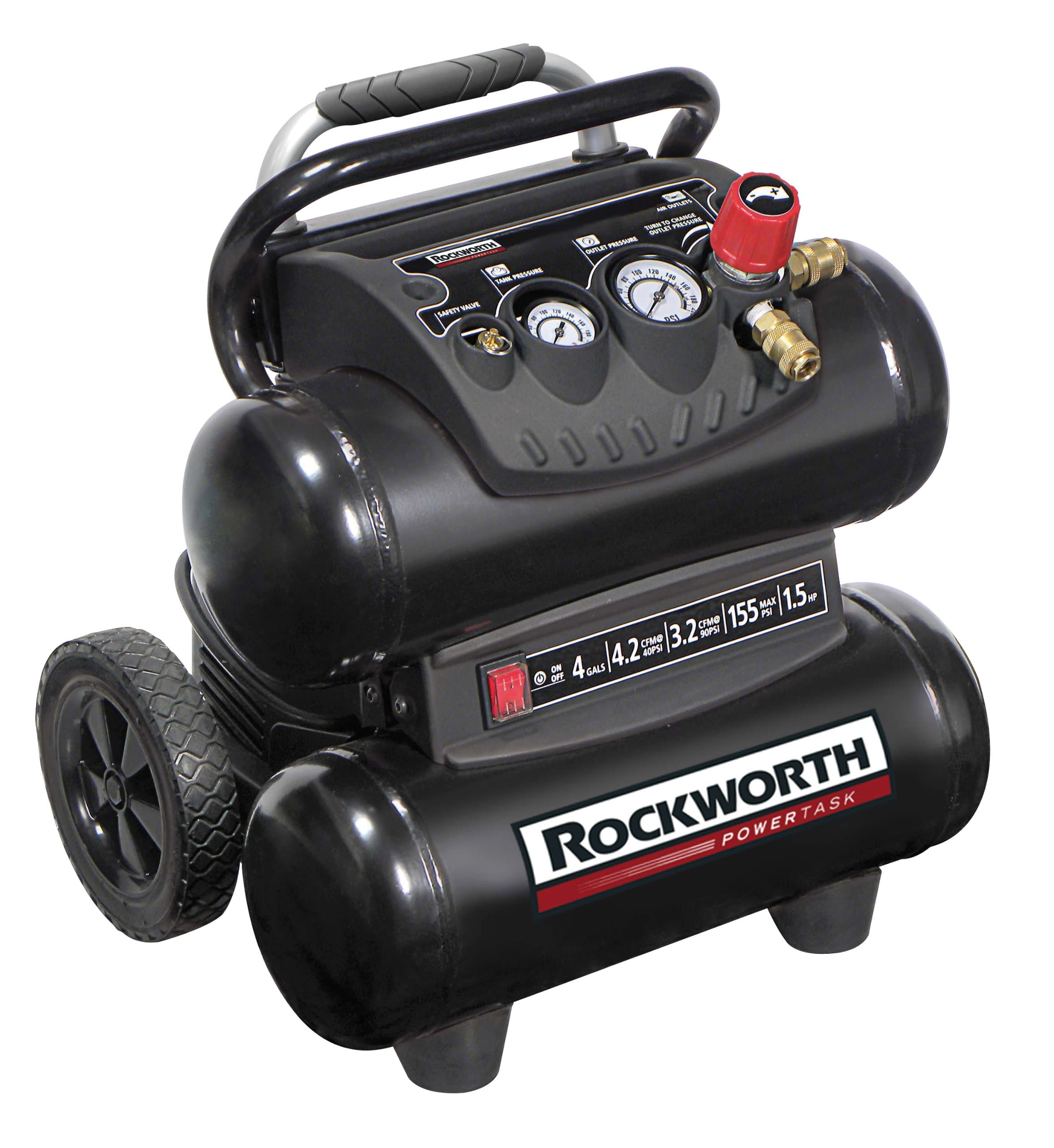Rockworth RW1504ST2-AZ Factory Reconditioned Portable Electric Air Compressor, 4-Gallon, Black