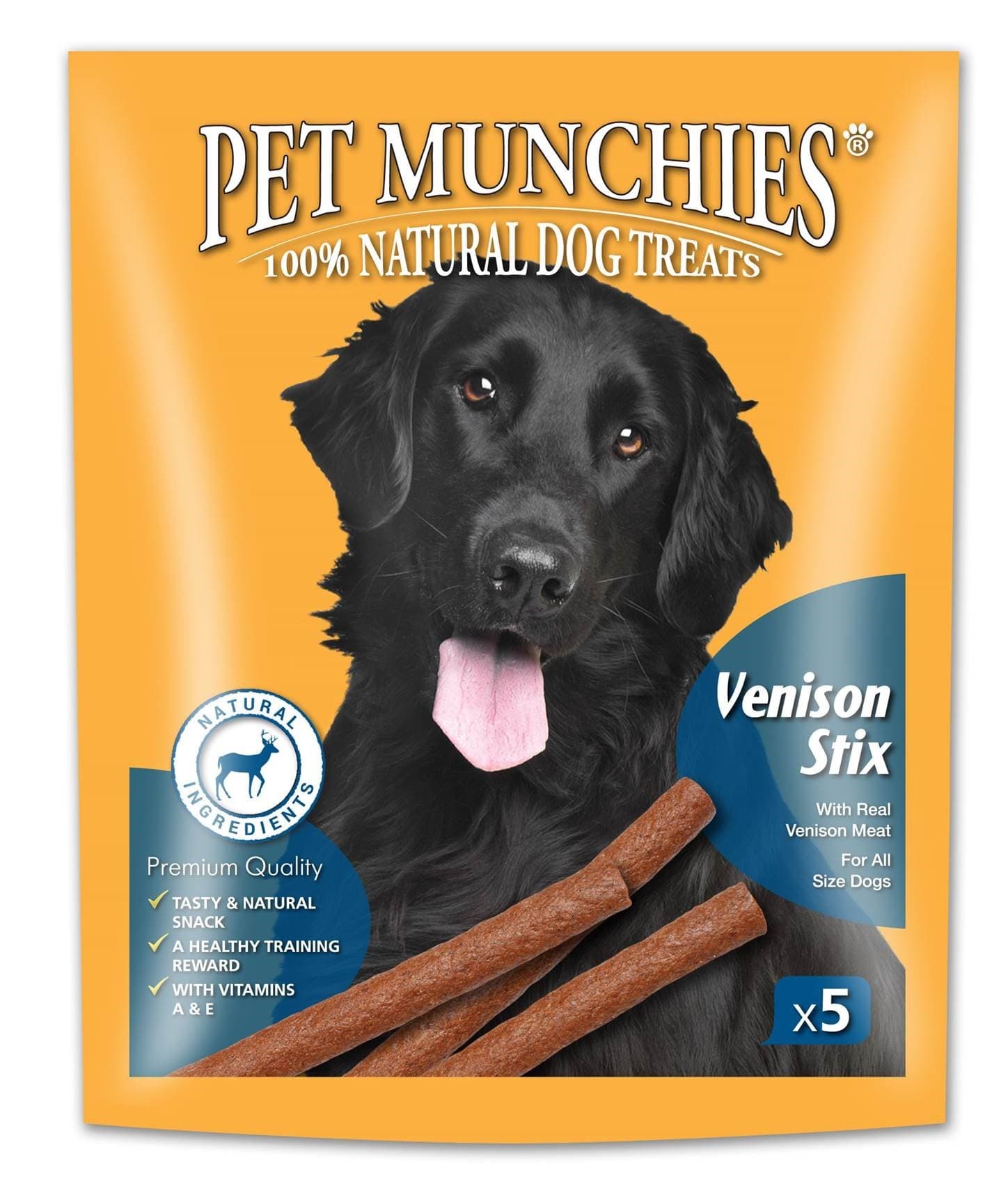 Pet Munchies Venison Stix Dog Treats, Healthy Training Treats with Natural Ingredients 50g (5 Chews)