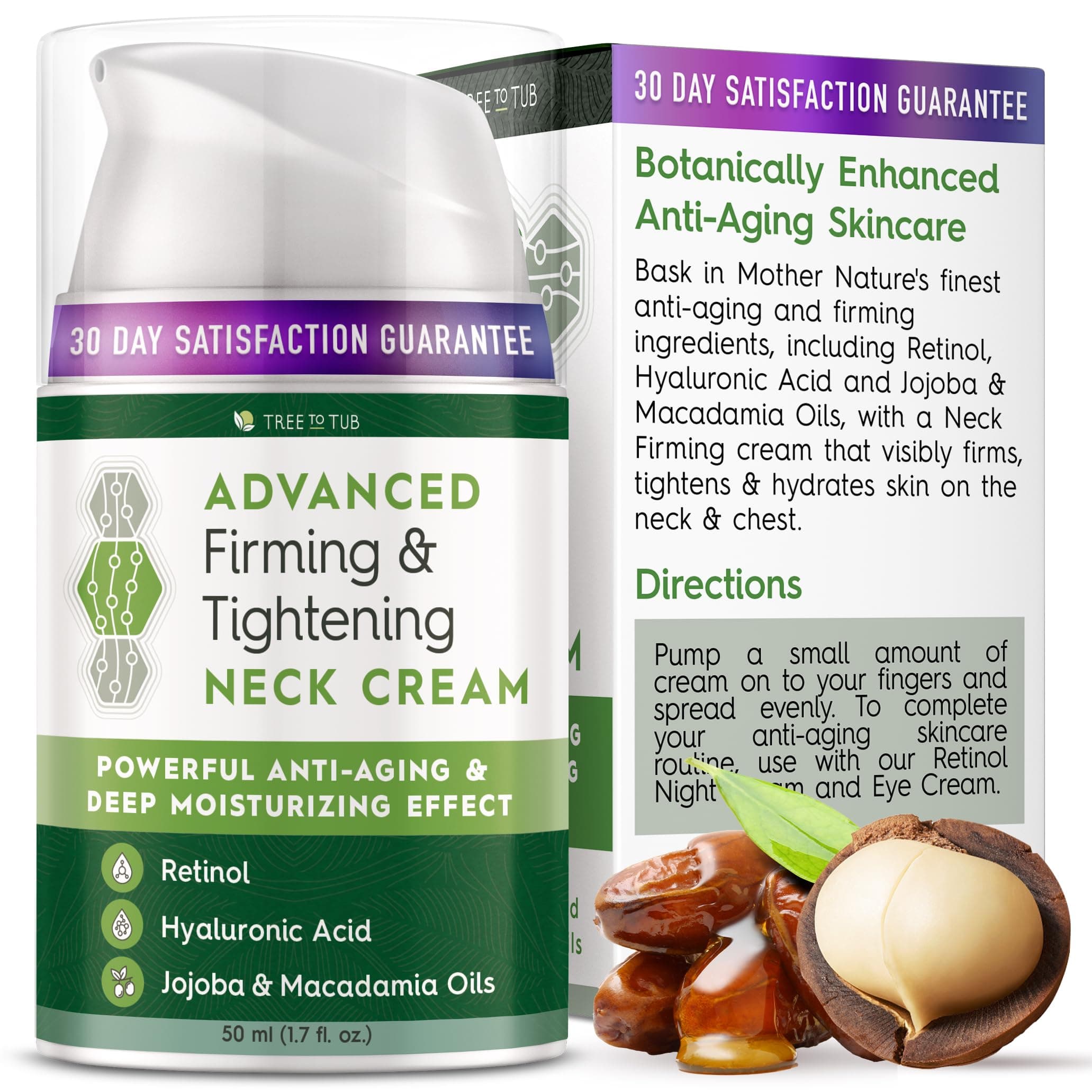Tree To Tub Neck Firming Cream - Advanced Firming Neck Cream w/Hyaluronic Acid Retinol, Neck and Chest Firming Cream for Women Men, Moisturize & Elasticity Boost, Reduces The Appearance of Wrinkles