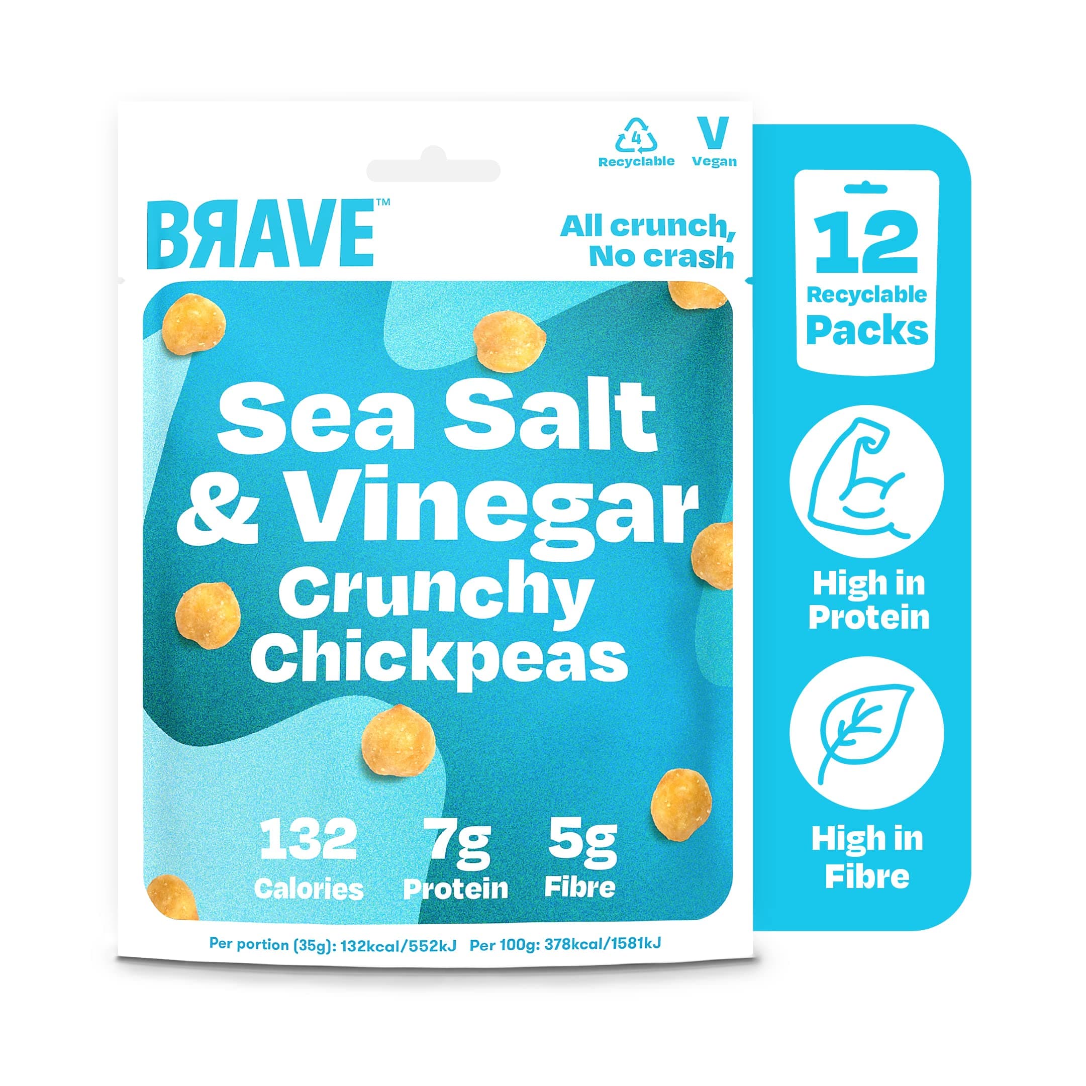 – Roasted Chickpeas: Healthy Snack, High Protein, Low Calorie - Salt & Vinegar (12 x 35g Packs)