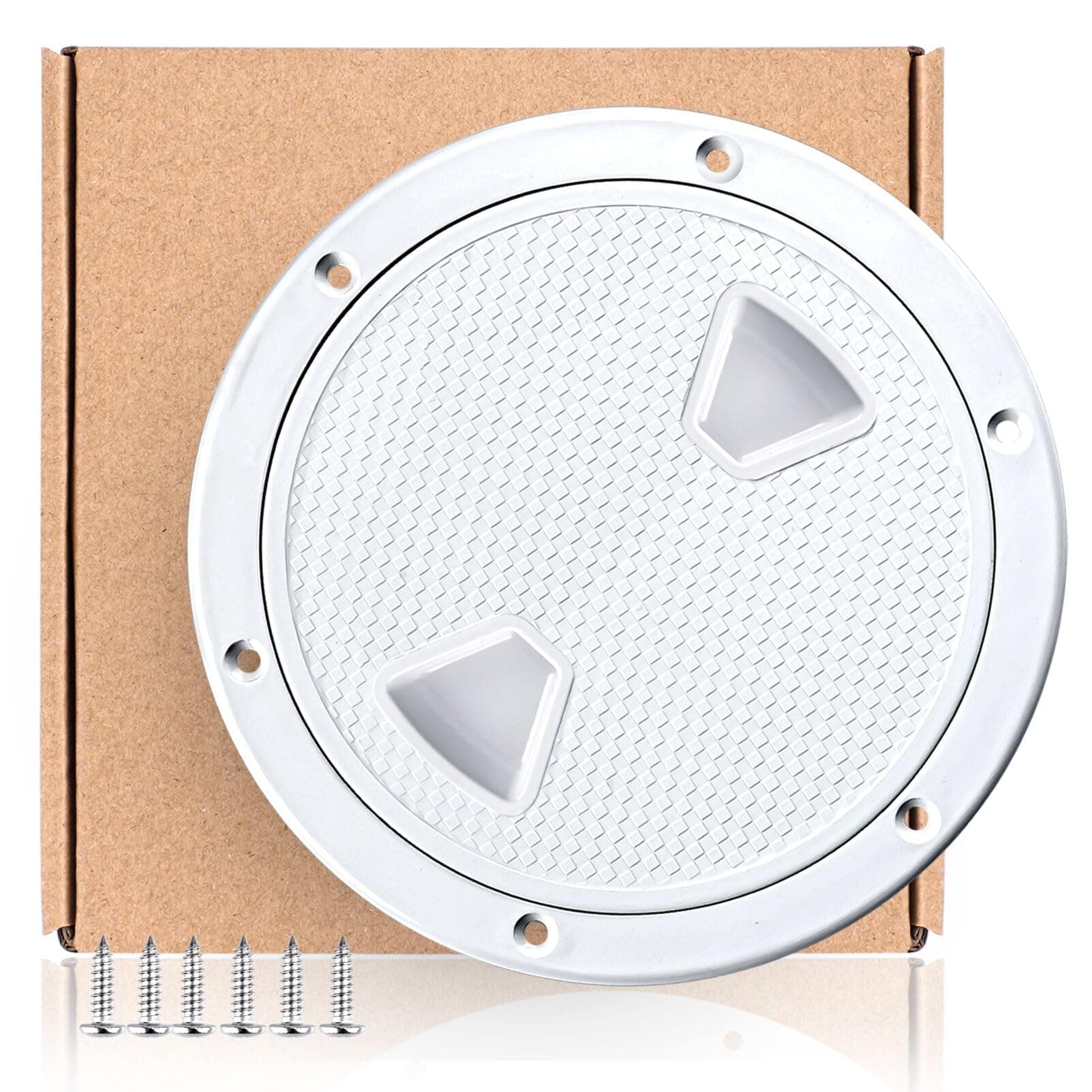 Smartmarine Boat Hatch White 4" 6" 8" Round Non Slip Inspection Hatch w/Detachable Cover for Marine Boat Yacht (6 inch)