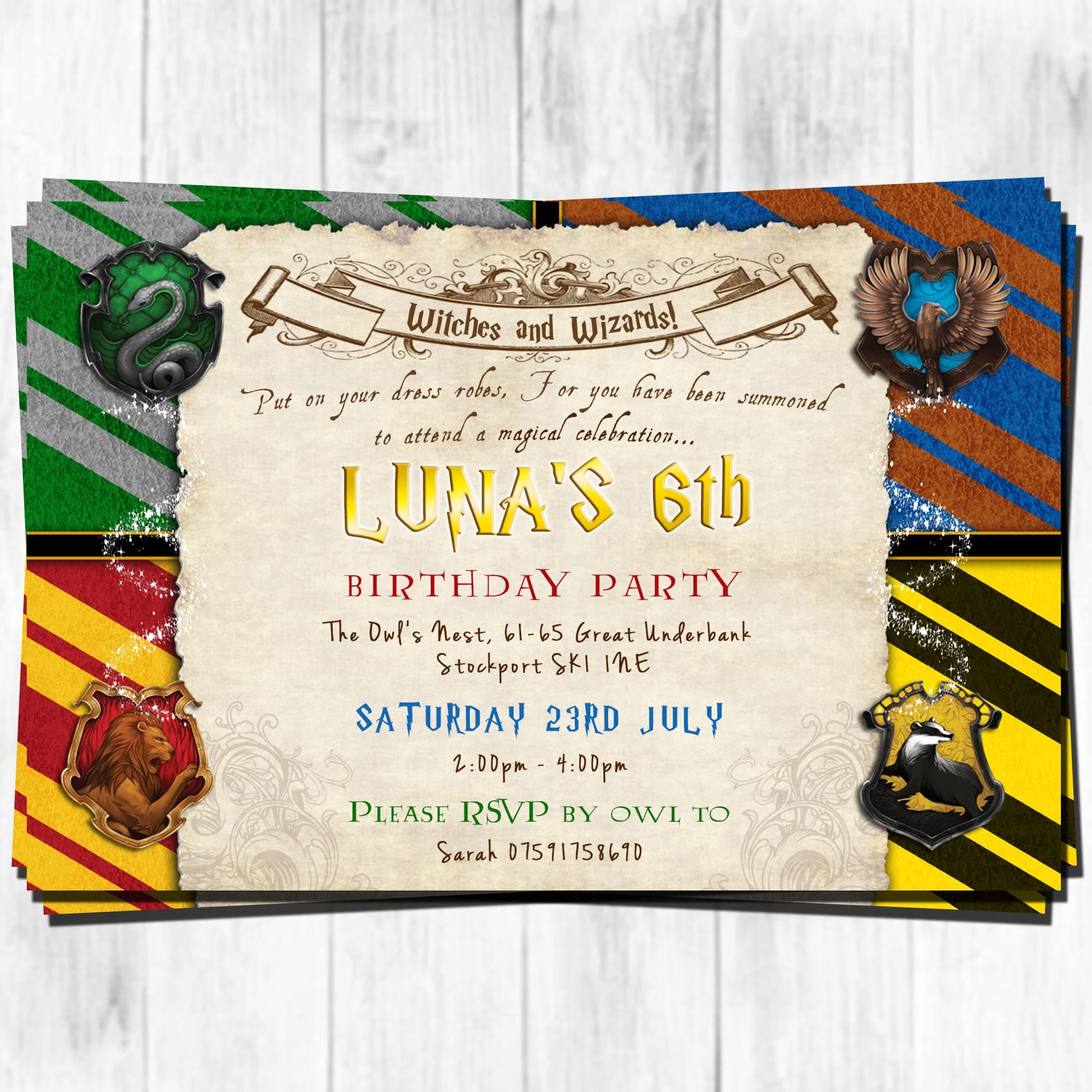 Harry Potter Party Invitations & Envelopes Invites (Personalised) Click Customize now for prices K78