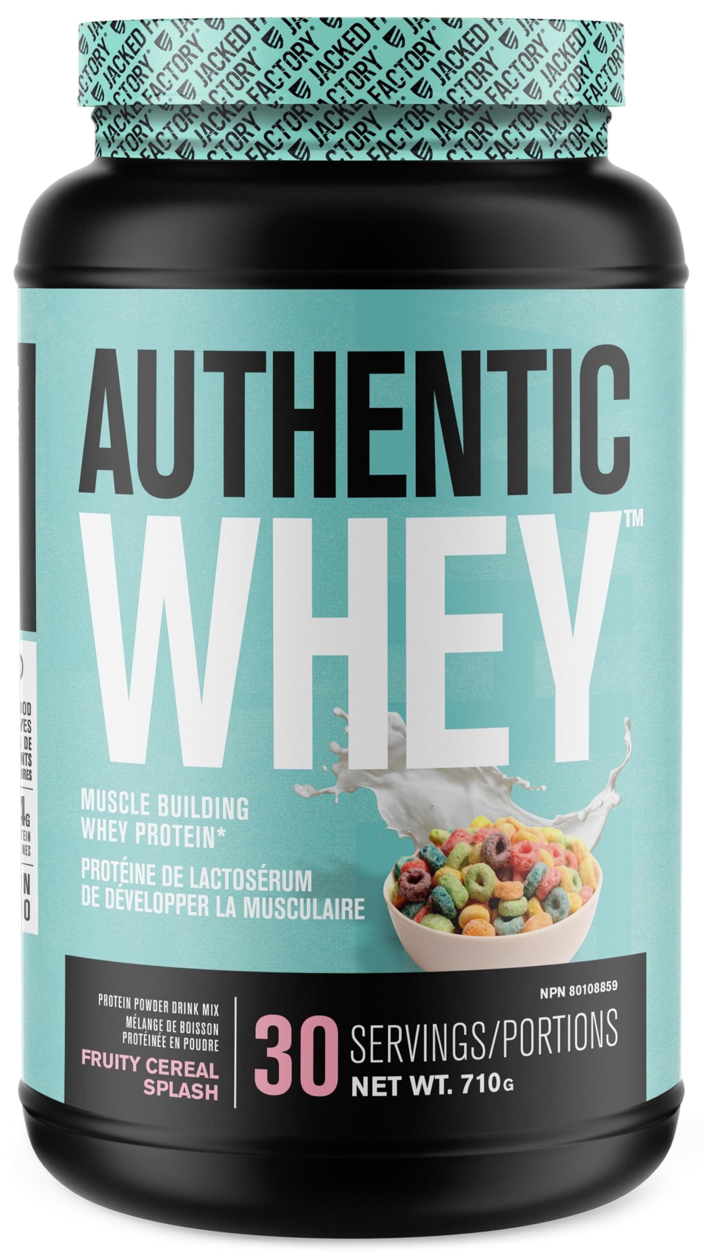 Jacked Factory Authentic Whey Muscle Building Whey Protein Powder - Low Carb, Non-GMO, No Fillers, Mixes Perfectly - Fruity Cereal Splash Flavor