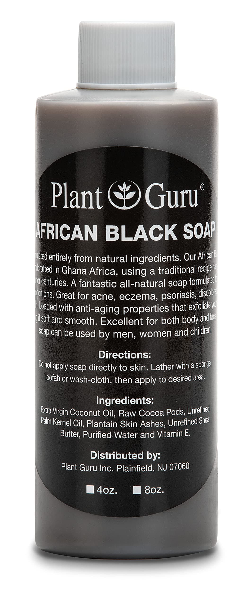 African Black Soap Liquid 4 oz. 100% Raw Pure Natural From Ghana. Acne Treatment, Aids Against Eczema & Psoriasis, Dry Skin, Scars and Dark Spots. Great For Pimples, Blackhead, Face & Body Wash