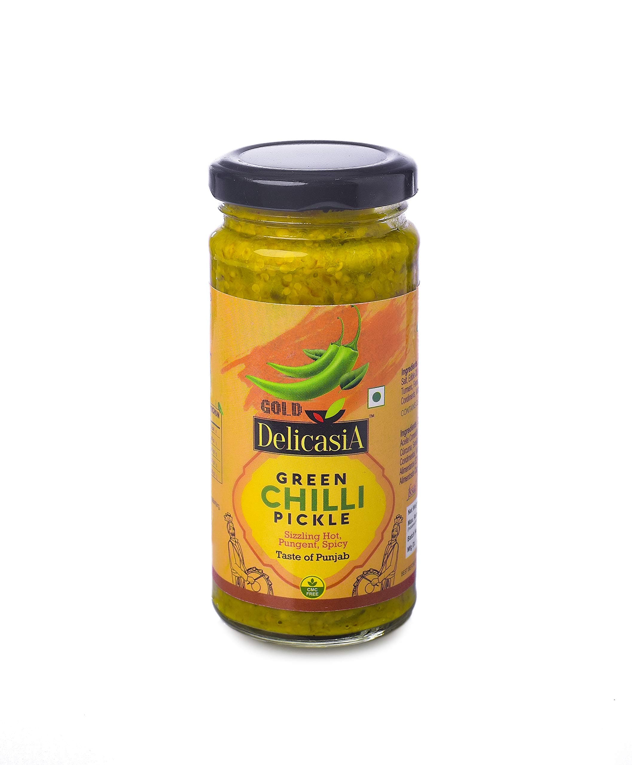 Gold Green Chilli Pickle 250 gm Brand of SR's. Indian Flavor. NO Artificial Color and Flavors. Gluten Free. 77 Years of Trust