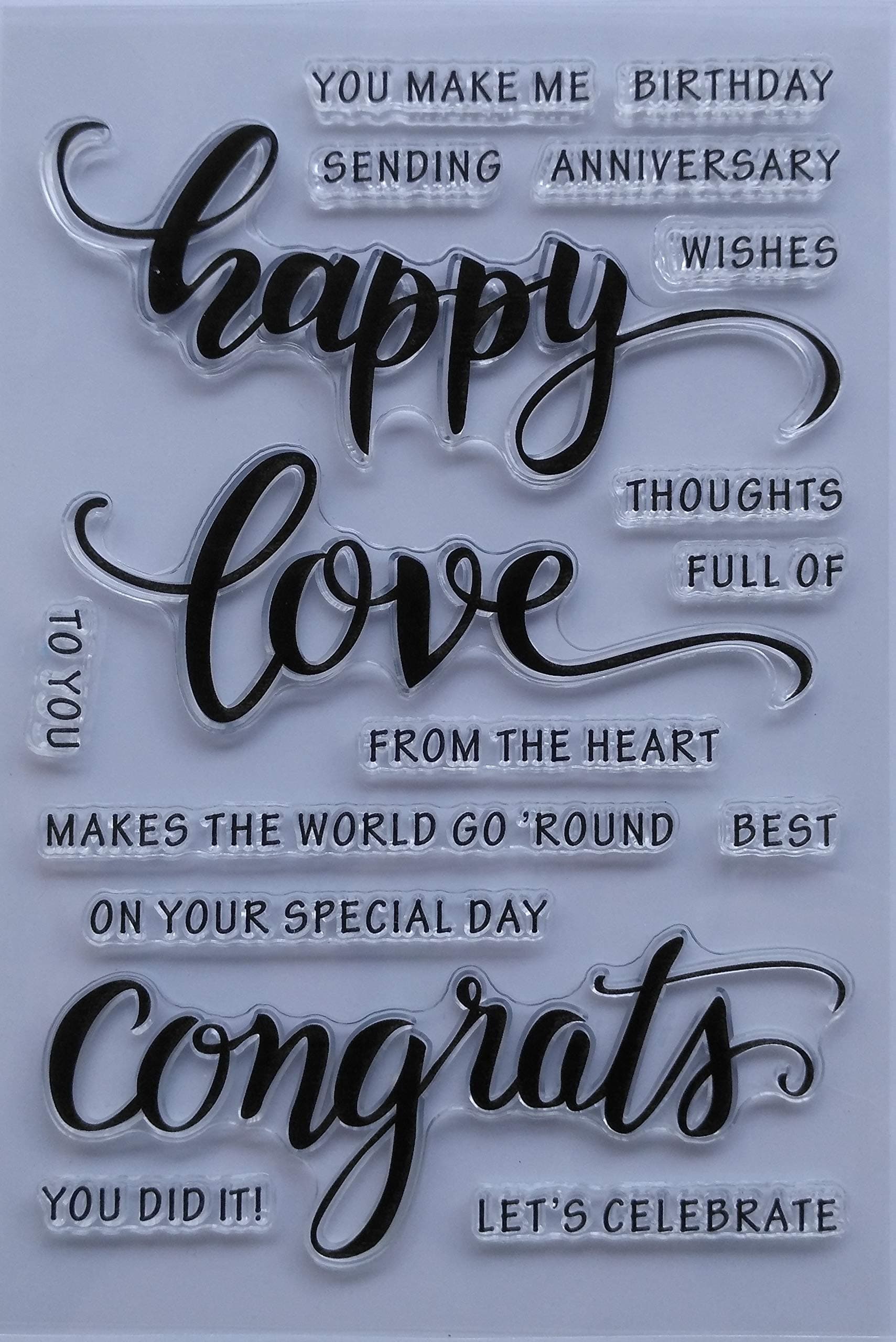 MaGuo Words Clear Stamps Happy Love Congrats for DIY Paper Craft Card Making Decoration or Scrapbooking