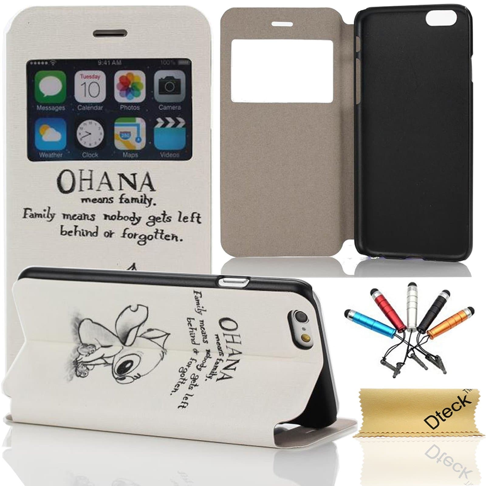 iPhone 6 Plus 6S Plus 5.5 inch Case, Dteck(TM) Ultra Slim Funny Cartoon PU Leather [Window View] Flip Stand Case for Apple iPhone 6 Plus 6S Plus 5.5 Inch (3 OHANA)