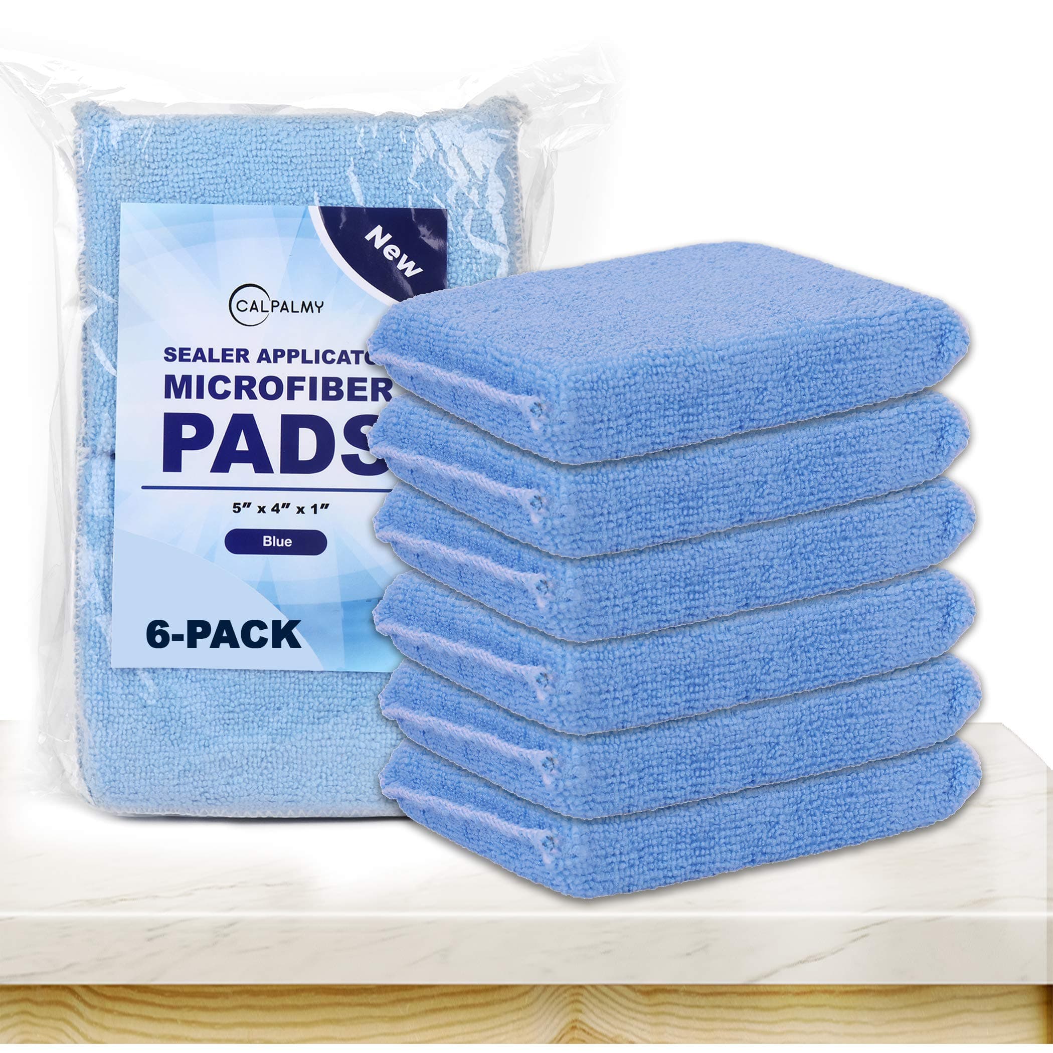Blue Professional Microfiber Tile Sealer Applicator Pad (6 Pack) - Perfect Tool for Tile, Natural Stone, Marble, and Granite Sealers
