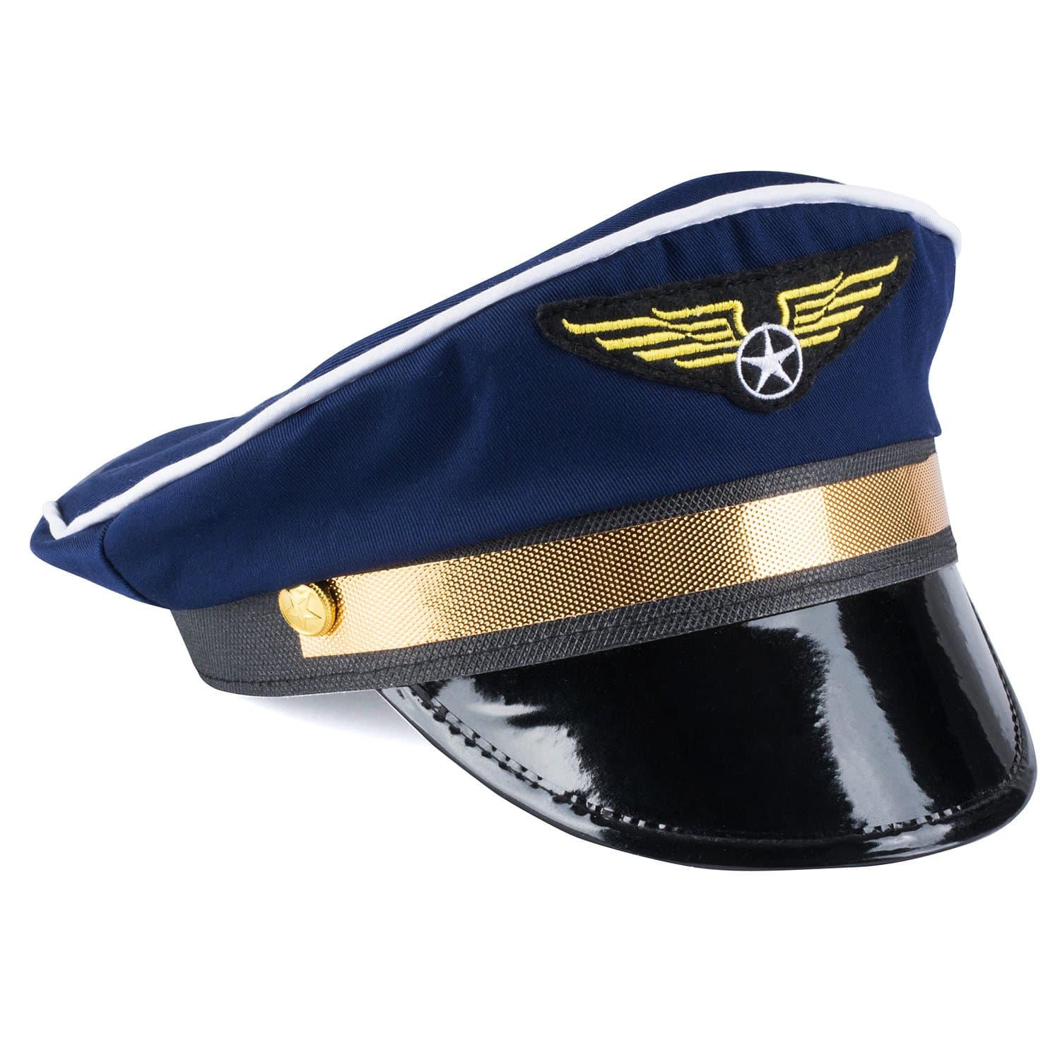 Captain Pilot Hat - Captain Pilot Hat in Dark Blue with Golden Emblem for Costume