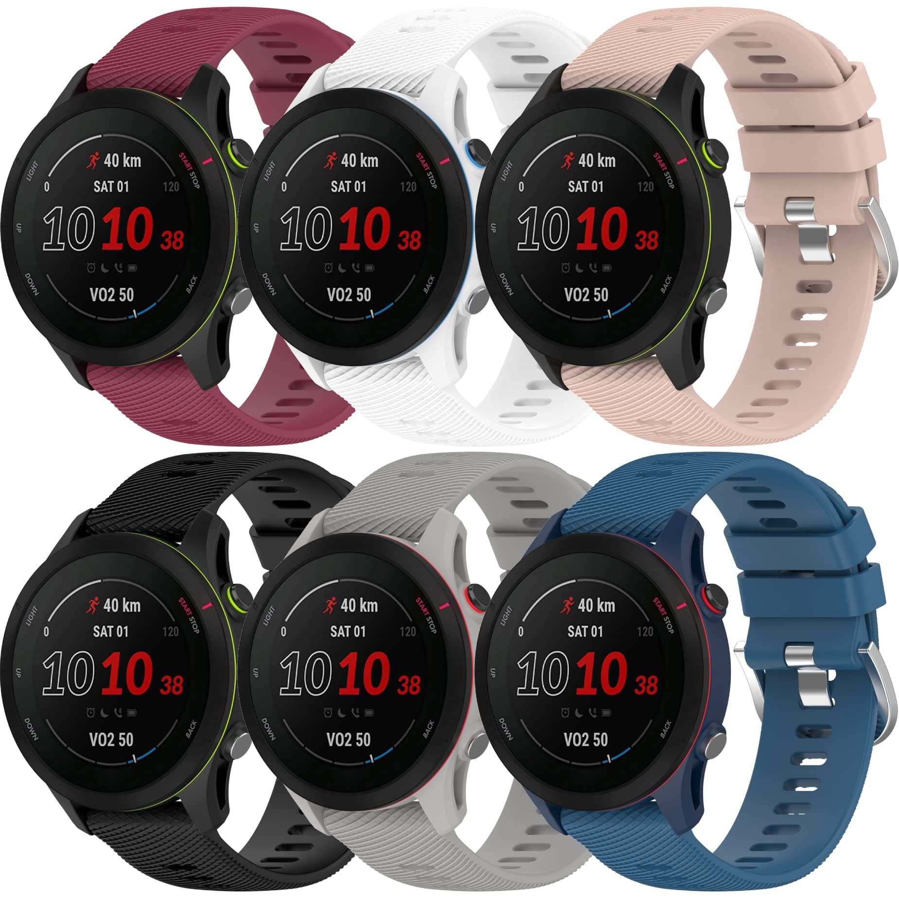 18MM Bands Compatible with Garmin Forerunner 255S/Forerunner 265S/Venu 3S/Vivoactive 4S Watch Soft Silicone Colorful Wristbands Quick Release Adjustable Sport Strap for Forerunner 255S 265S Music Band