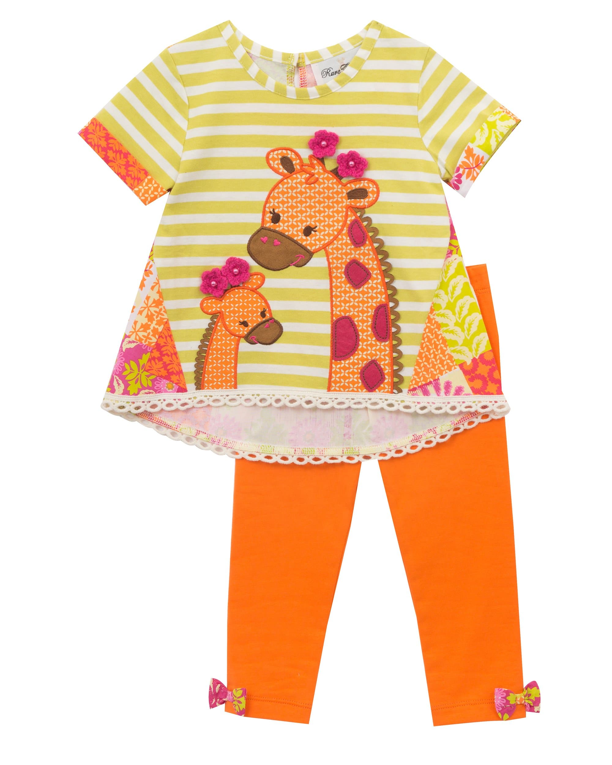 Rare Editions Baby Girls' Giraffe Applique Legging Set