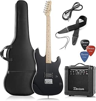 Full Size Electric Guitar with 10-Watt Amp - Black Beginner Kit