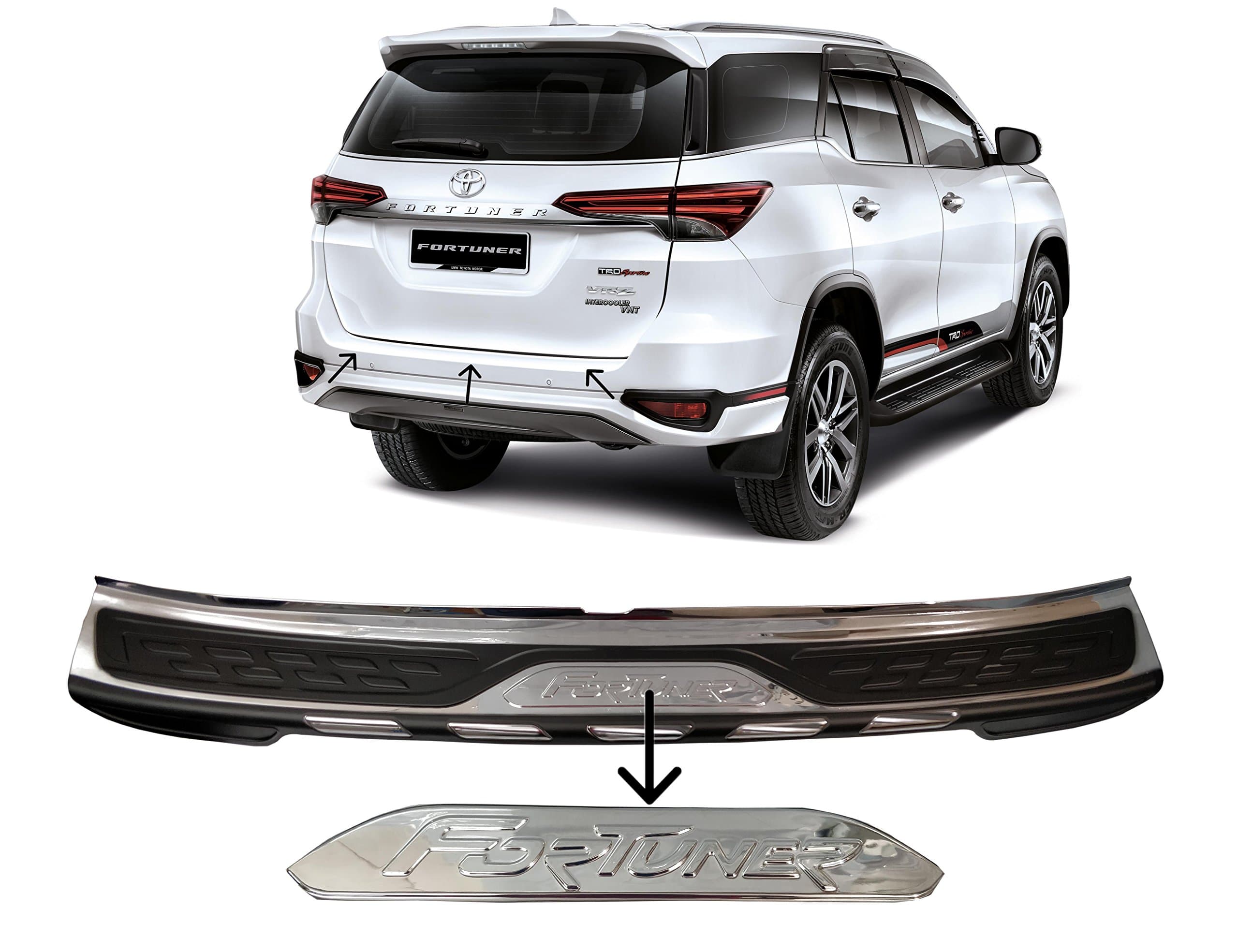 AutoPop Silver Rear Bumper Plate Step Sill Plate for New Toyota Fortuner