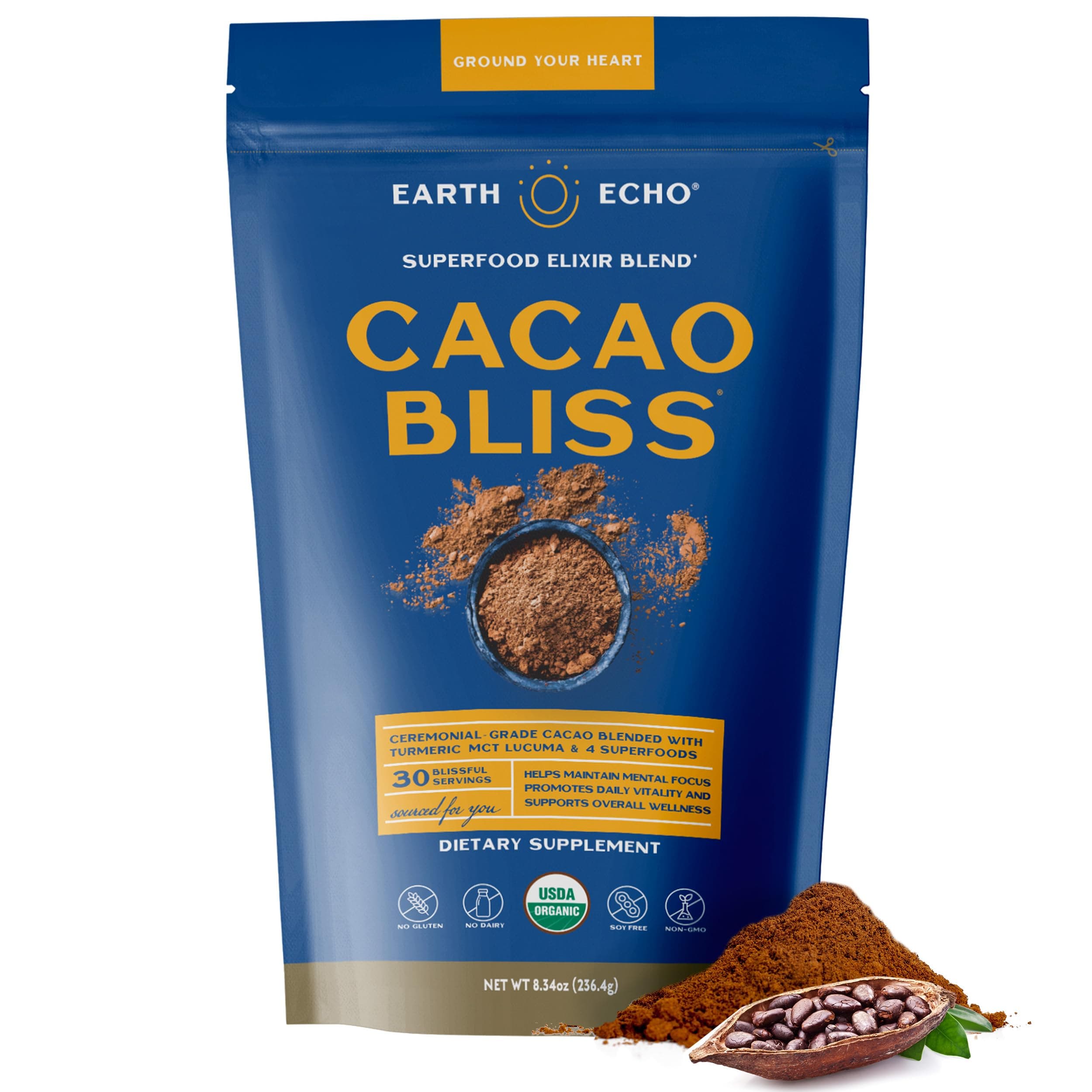 Earth Echo Cacao Bliss Organic Superfood Powder