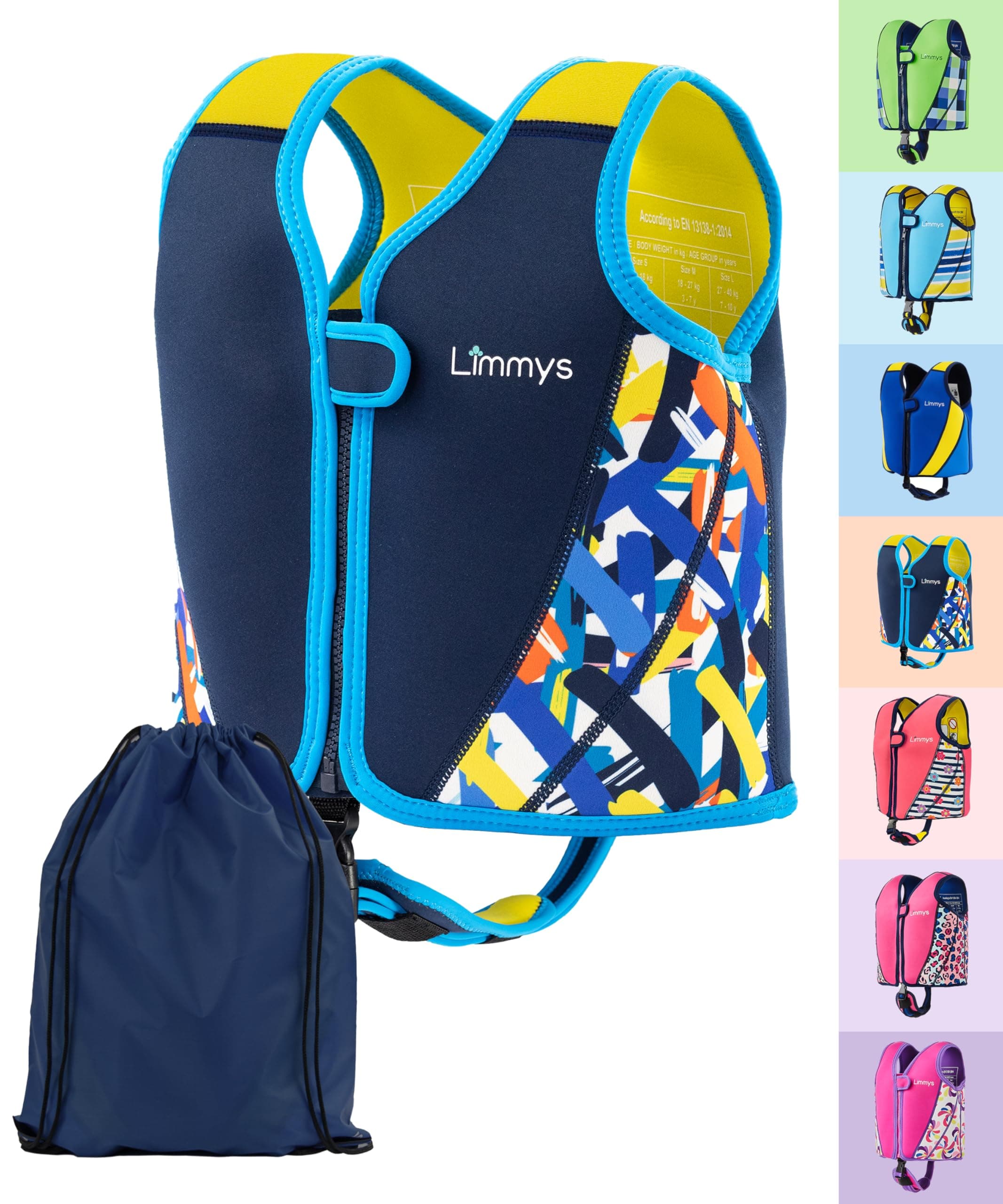 Limmys Swim Vest for Toddlers & Kids – Adjustable Buoyancy Swimming Aid, CE Safety Certified, Award-Winning Parent-Approved Design, Soft Neoprene Comfort, Secure Durable Design, Carry Bag Included