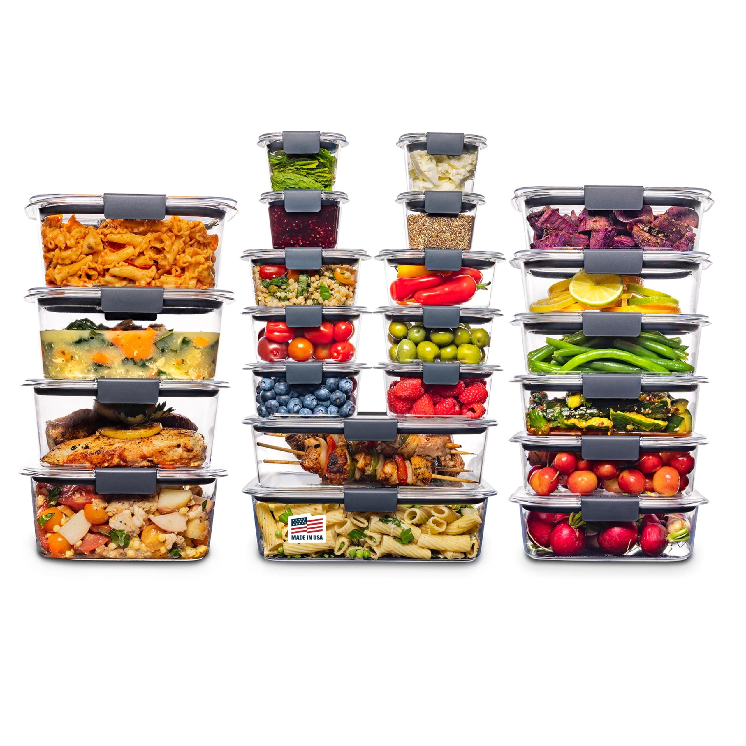 Rubbermaid 2108377 Brilliance Storage Food Storage Containers with Plastic Lids - 14 Pack BPA Free