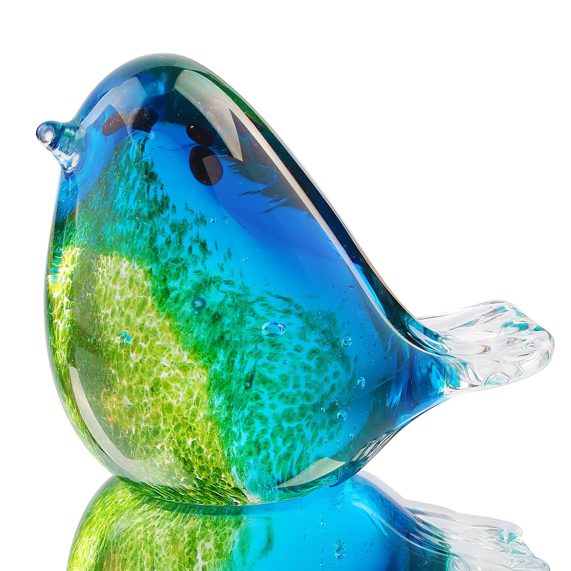 Hophen Art Glass Bird Figurine Handmade Blown Glass Paper Wight Mother`s Day Gift Home Ornament (#3)