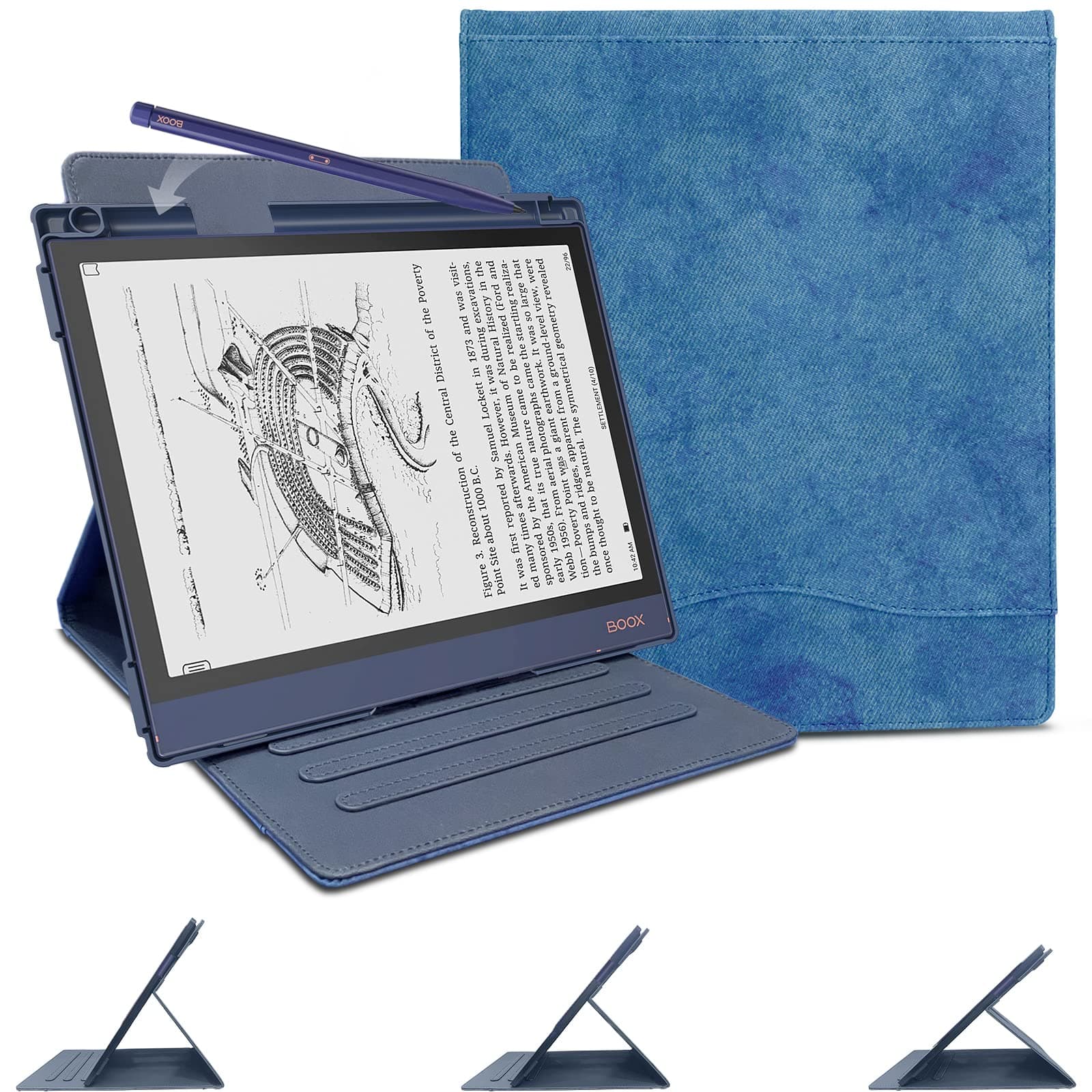 E NET-CASE Slim Case for BOOX Note Air 2 (2021) & BOOX Note Air 2 Plus (2022) 10.3 Inch,Multi-Angle Cover for BOOX Note Air 2 & BOOX Note Air 2 Plus with Internal Pencil Slot (Blue)