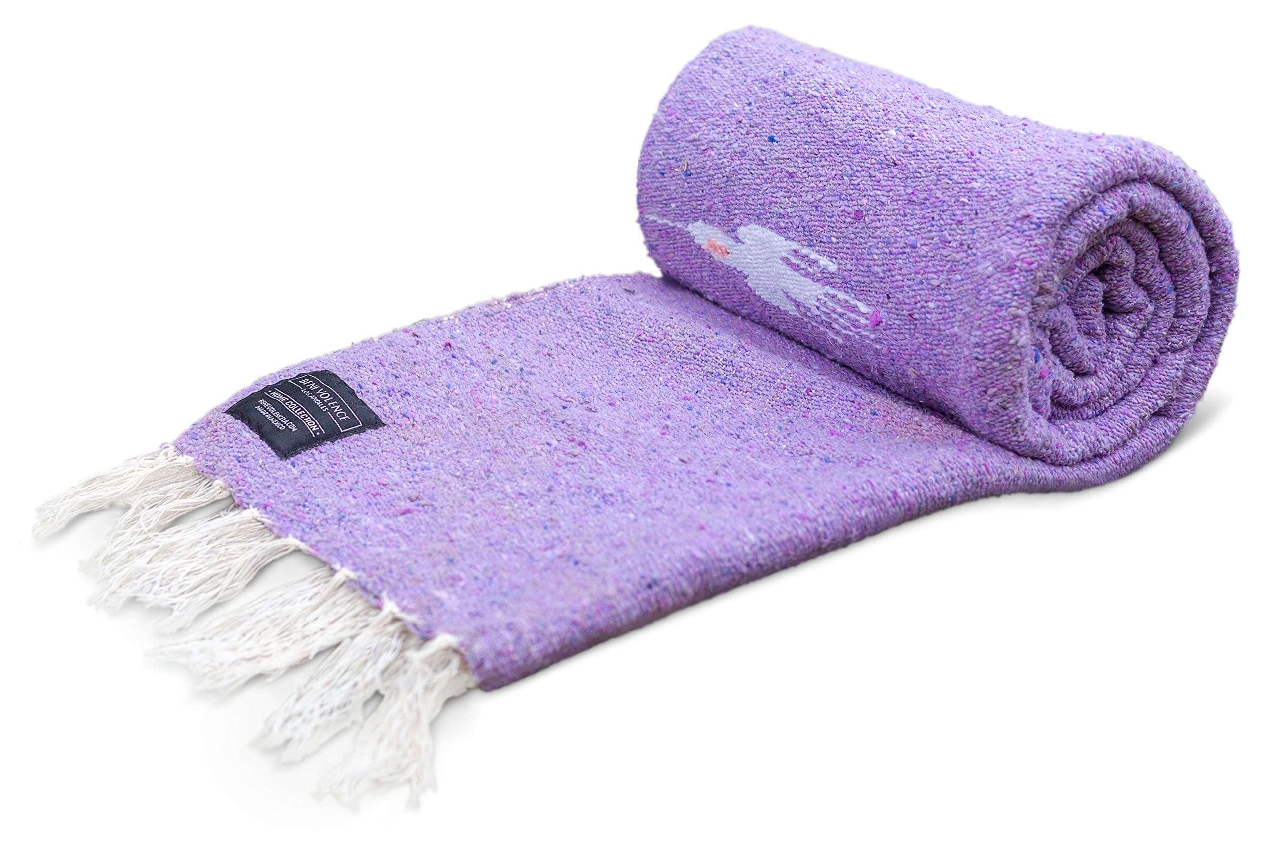 Benevolence LA Authentic Mexican Blanket, Yoga Blanket | Mexican Blankets and Throws, Outdoor Blanket | Saddle Blanket, Serape Blanket, Camping Blanket | Navajo Blanket, 75x52 inches (Violet)