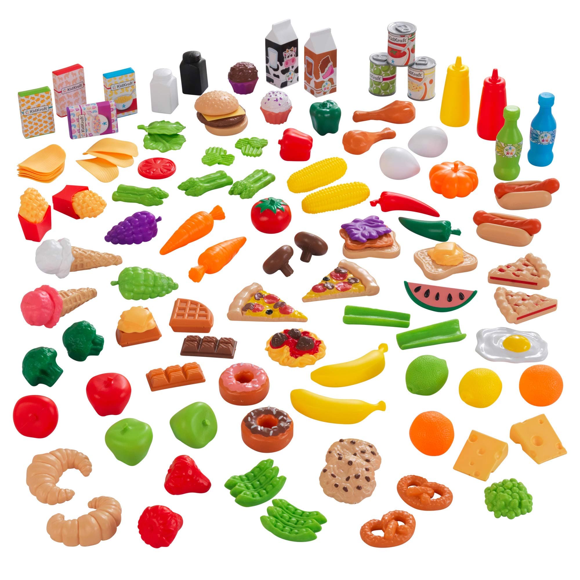 Kidkraft 63330 Tasty Treats Pretend Play Food Set, 115 Pieces And Accessories For Kids Toy Kitchen