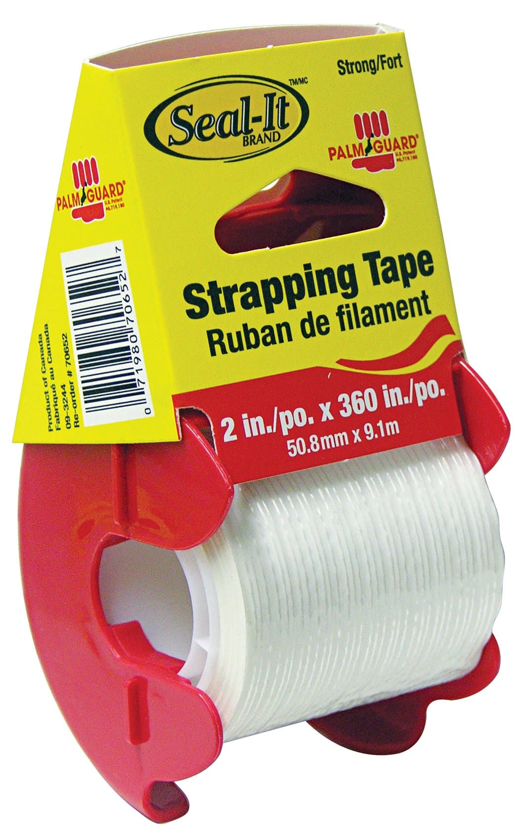 Seal-It Strapping Tape, 2 Inches x 360 Inches, White, with Palmguard Dispenser