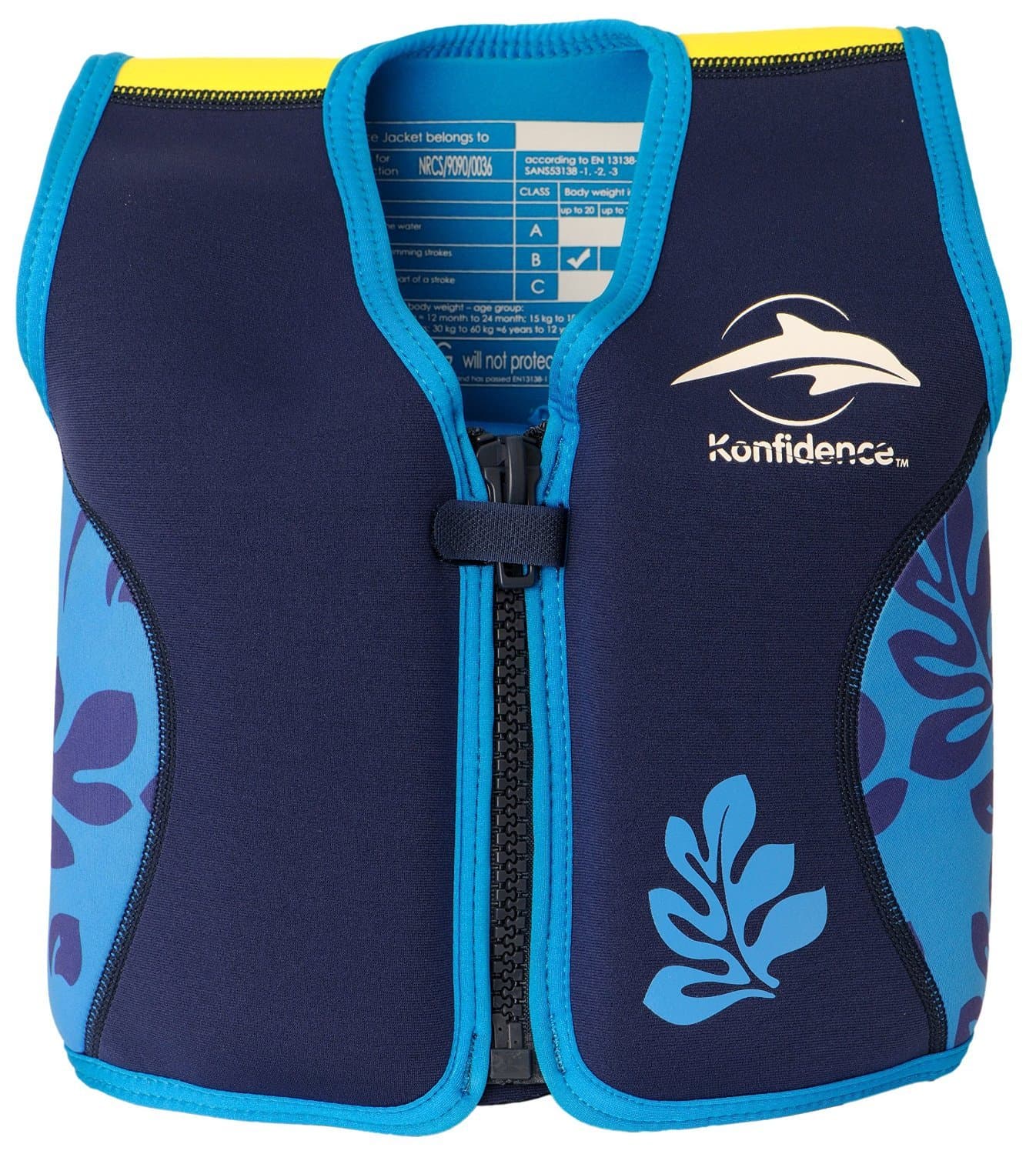 Konfidence Swim Jacket - Premium Swim Vest with Removeable Safety Strap for Kids| Adjustable Buoyancy | UKCA & CE Compliant | Swim School Approved