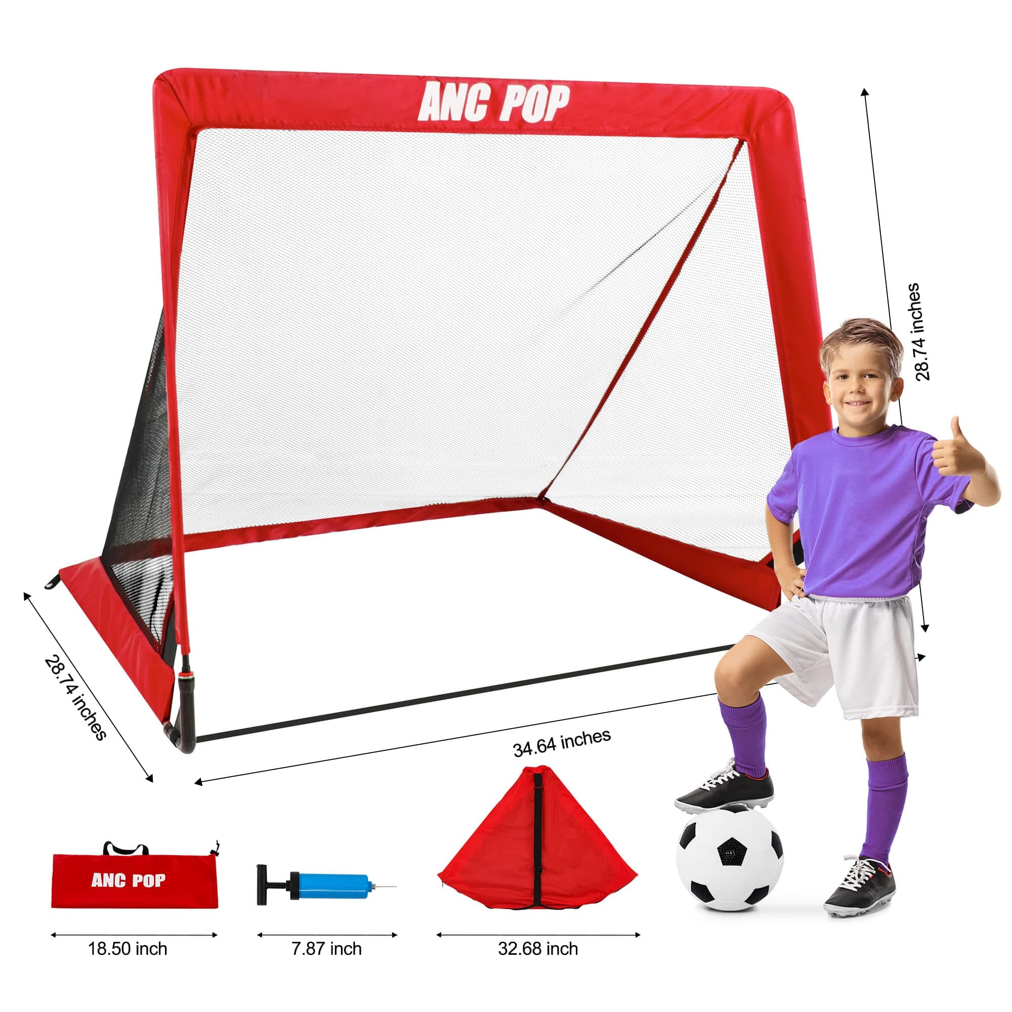 Portable Pop Up Soccer Goal for Kids Trainning and Family Game Foldable Soocer Net for Backyard with Carrying Case