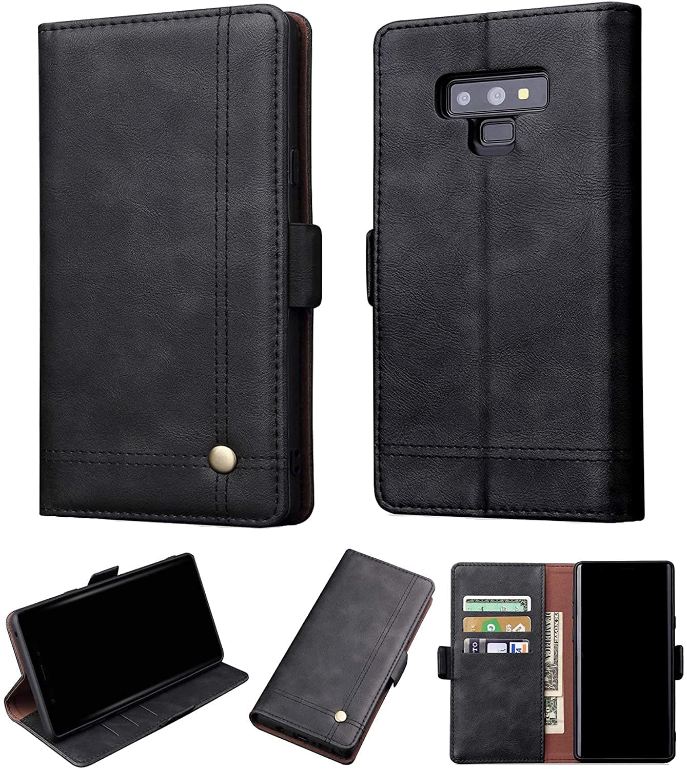 Galaxy Note 9 Wallet Case - Premium Leather Wallet Case with ID Card Holder Flip Magnetic Closure Cover for Samsung Galaxy Note 9 Phone Black