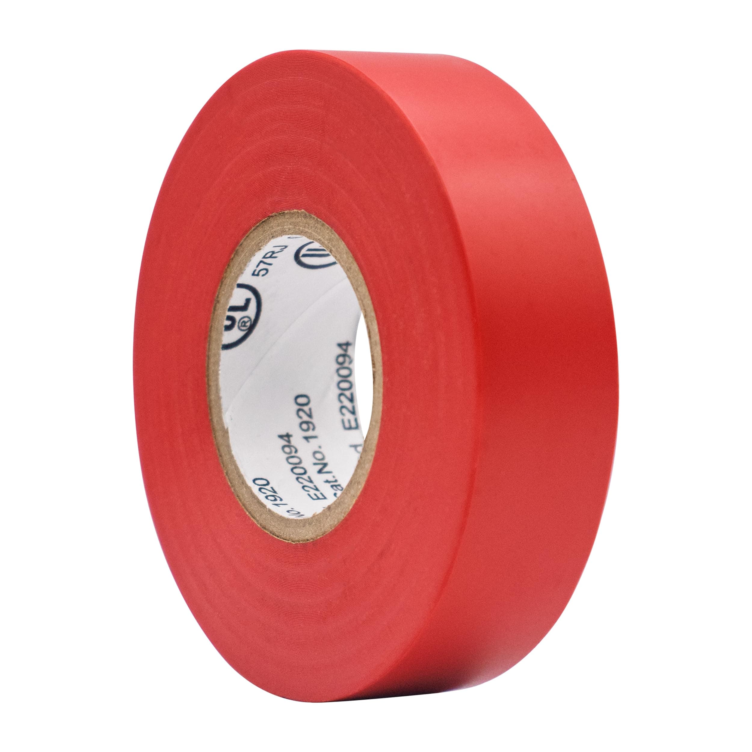 Colored Electrical Tape - PVC General Purpose - Waterproof, Flame Retardant, Rubber Based Adhesive, UL Listed - Rated for Max. 600V and 80oC Use – 60’ x 3/4" x 0.07" (1 Pk Red)