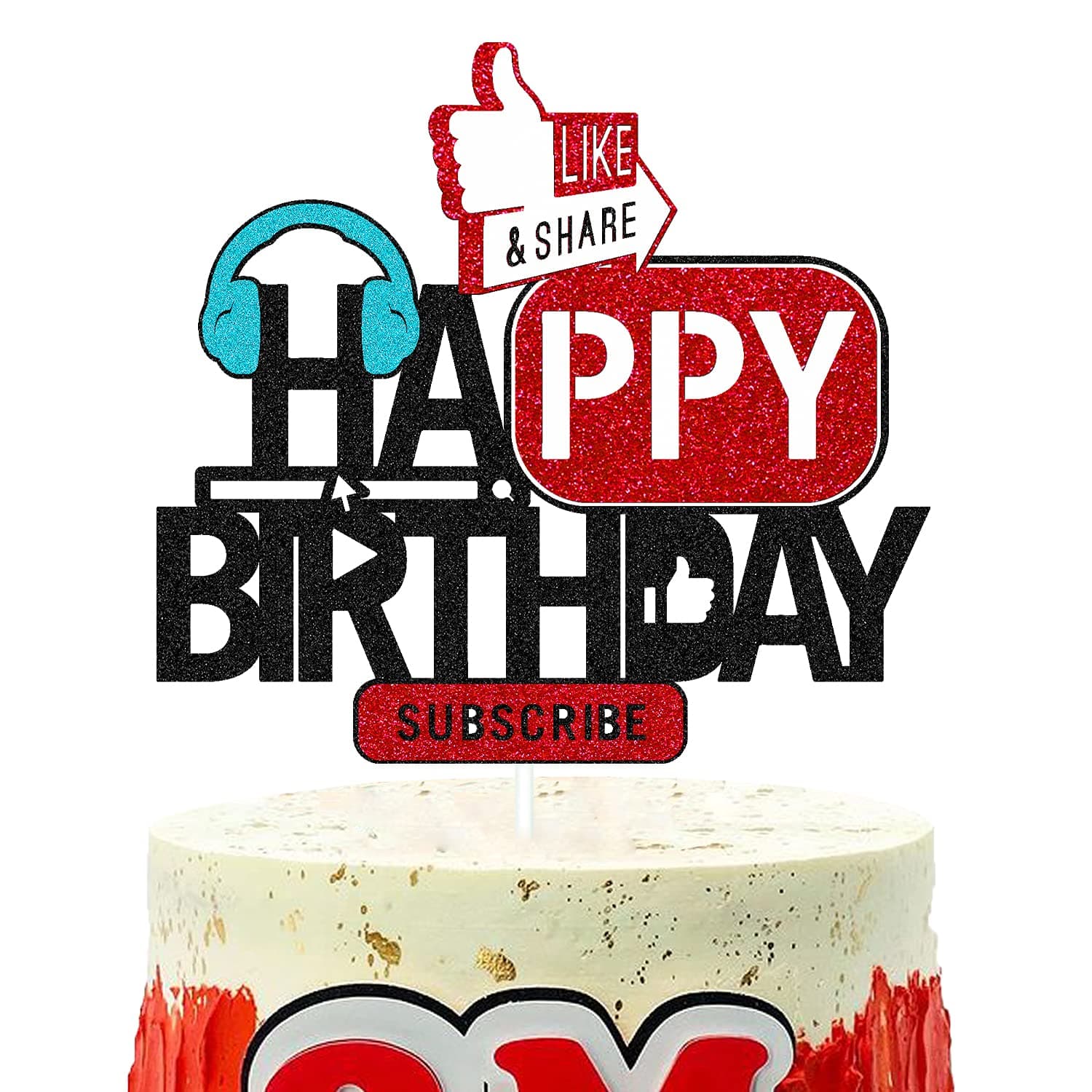 Playing Social Media Cake Topper Film Birthday Cake Deocration Movie Video Bday Party Decor Camera Movies Theater Cinema Theme Happy Bday Event Celebration Decor for Boys Girls Anniversary