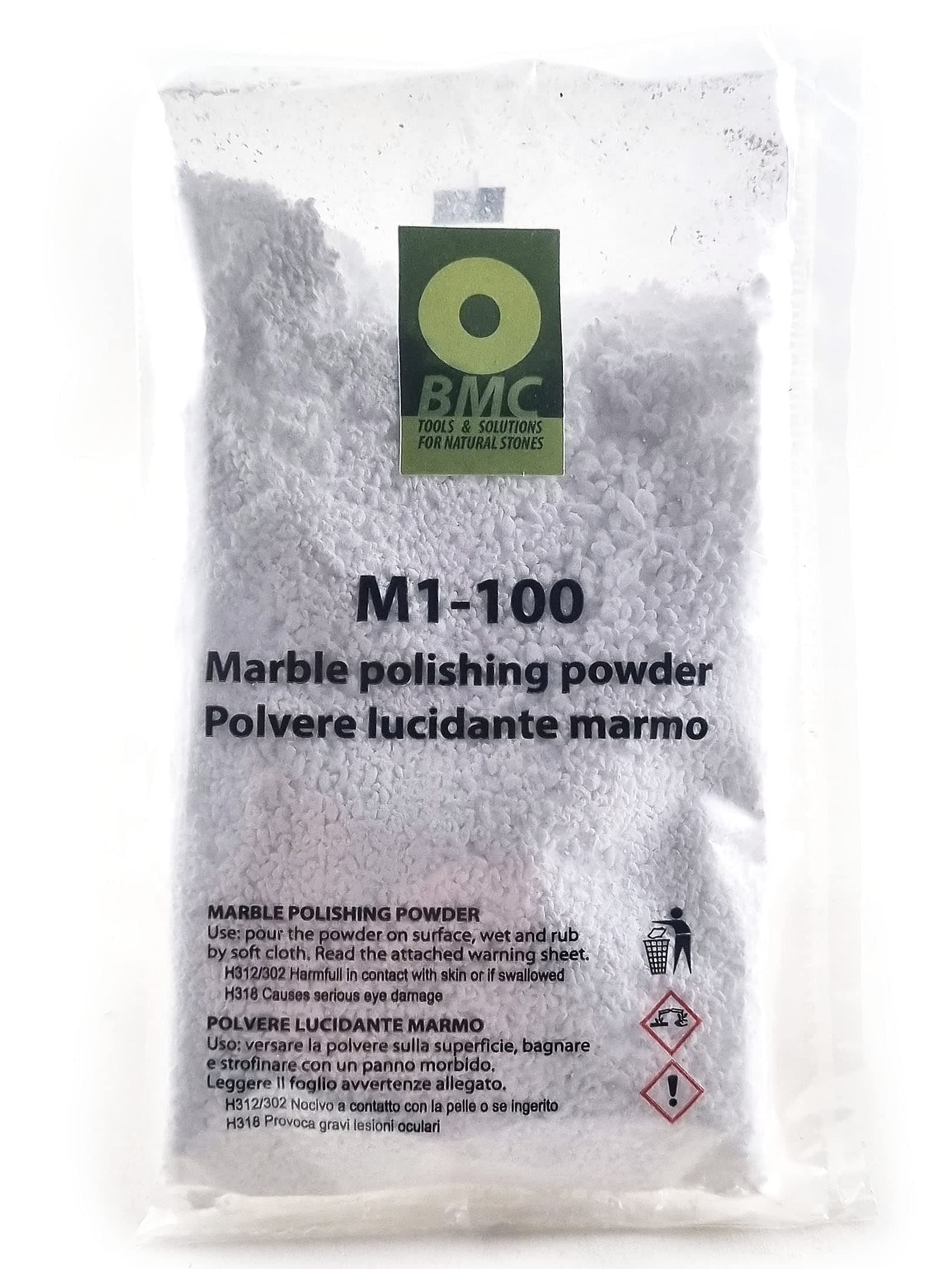 BMC M1-100 Polishing Powder for Marble and Limestone, 100 g Bag, for Treating Dull, Light Corrosion Stains on Mirror-Polished Surfaces. for Manual Application