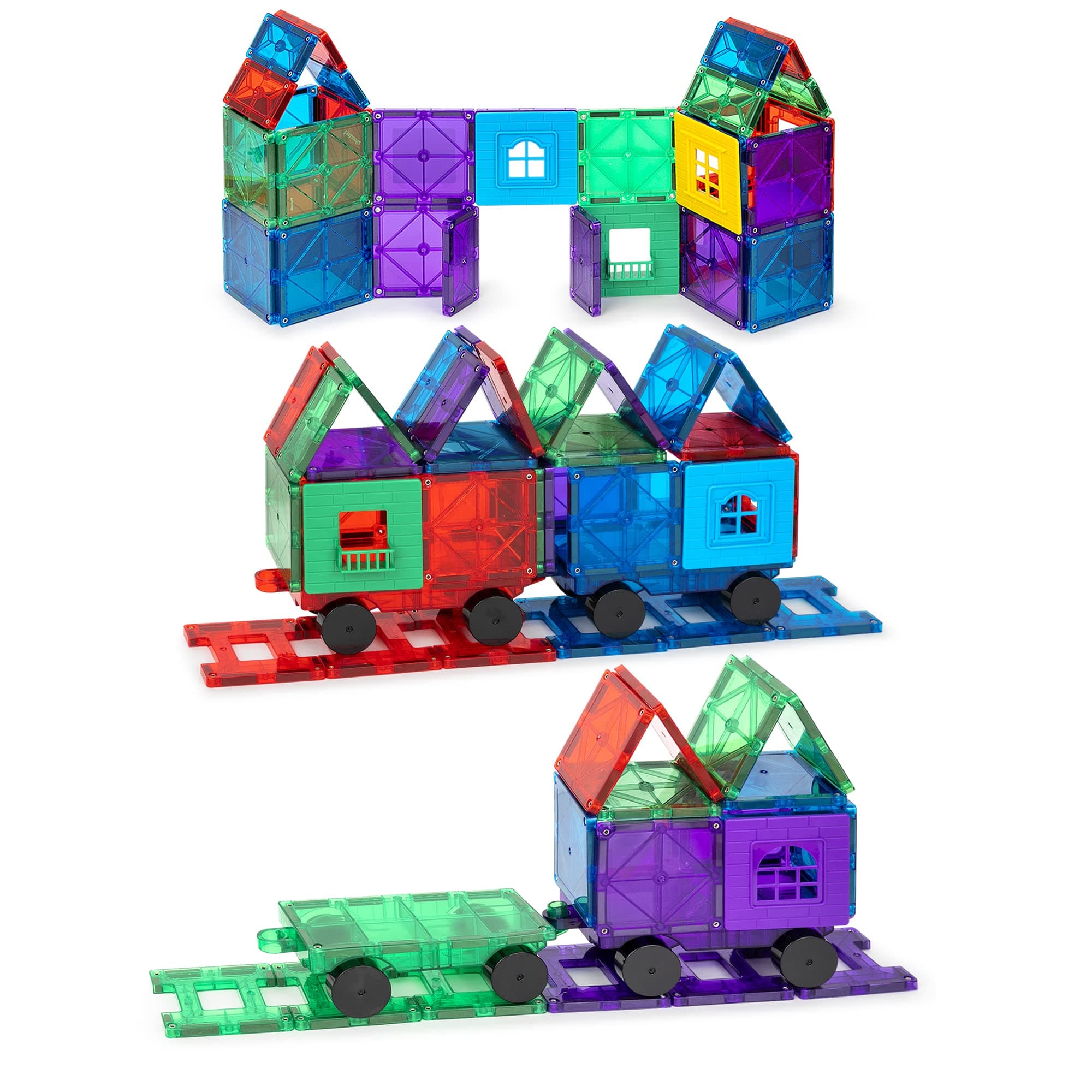 Playmags 50 Piece Accesory Set: Now With Stronger Magnets, Sturdy, Super Durable With Vivid Clear Color Tiles