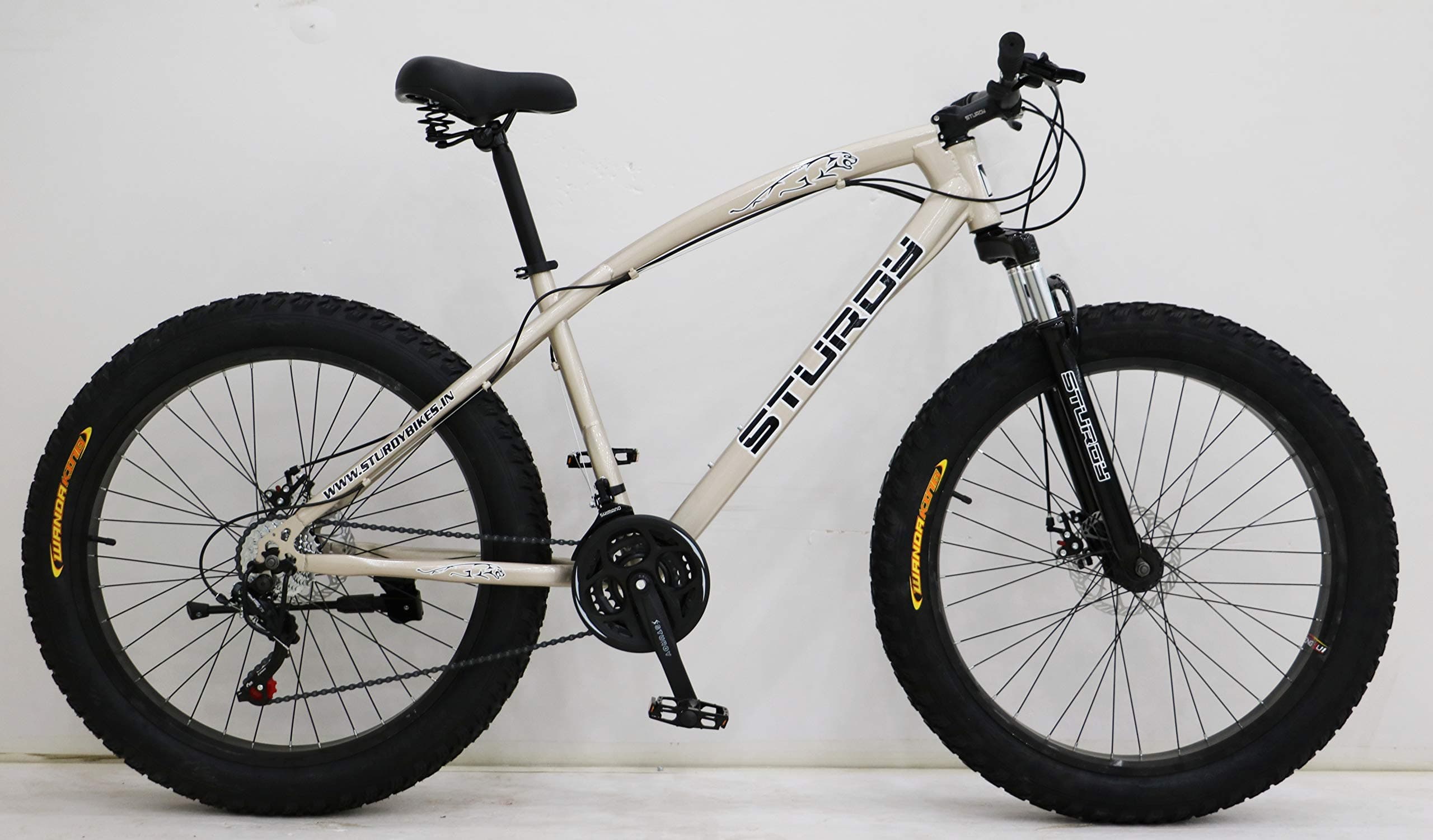 Sturdy Bikes Fat Bicycle with 26X4 Inch Tires and 21 Speed Gears (White)