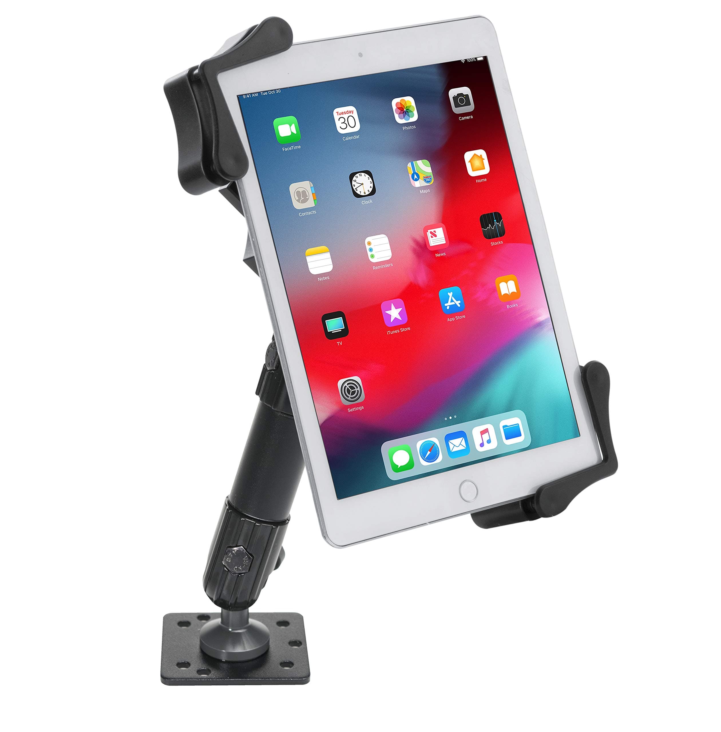 Tabletop Wall Mount – CTA Multi-Mount Carbon Fiber Support Arm for iPad 10th Gen 10.9" - iPad 7/8/9 Gen 10.2” - iPad Pro 12.9” - iPad Air 3 - Surface Pro 4 - Galaxy Tab S3 & More - Black (AUT-VDM)