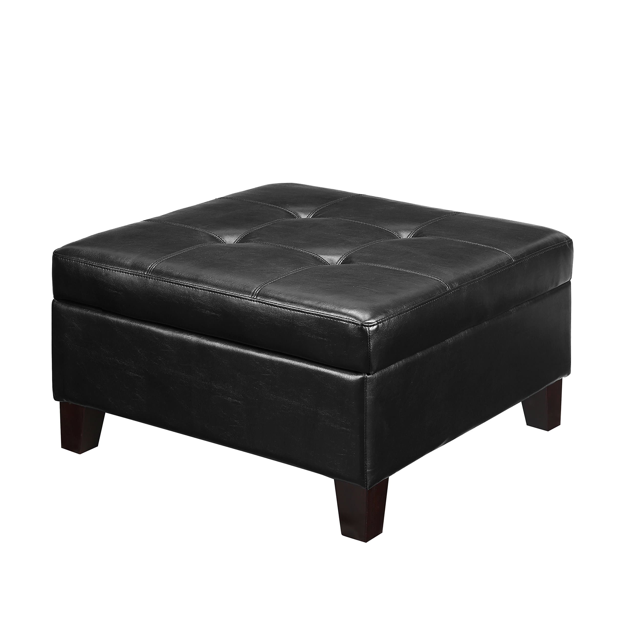 Dorel Asia Hadfield Square Faux Leather Storage, Black