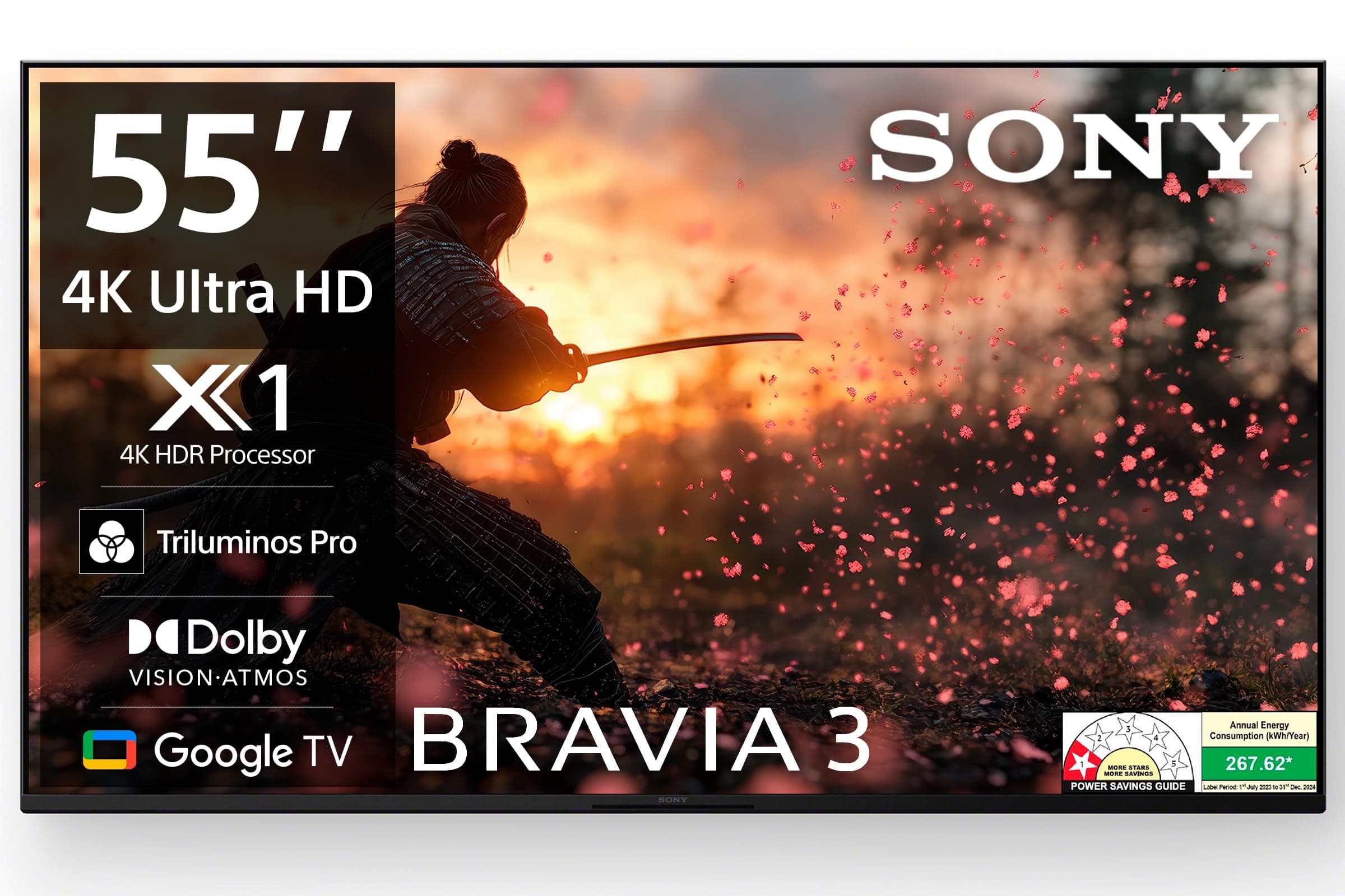 Sony BRAVIA 3 Series 139 cm (55 inches) 4K Ultra HD AI Smart LED Google TV K-55S30B (Black)