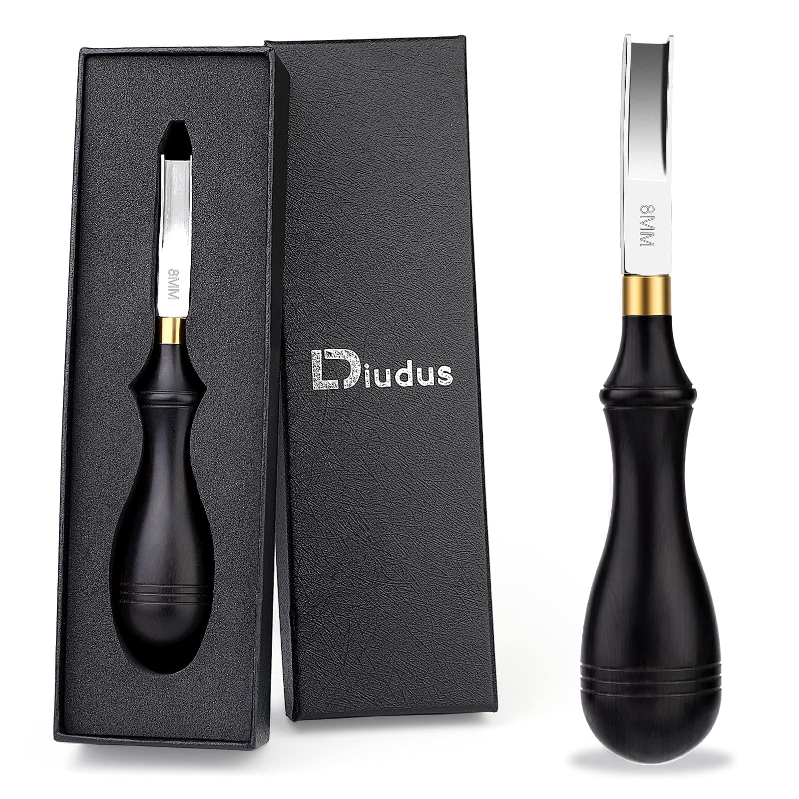 8mm Leather Edge Beveler Tool, Wide Mouth Leather Edge Beveler Skiving, Leather Edge Trimmer with Wooden Handle for DIY Leather Craft